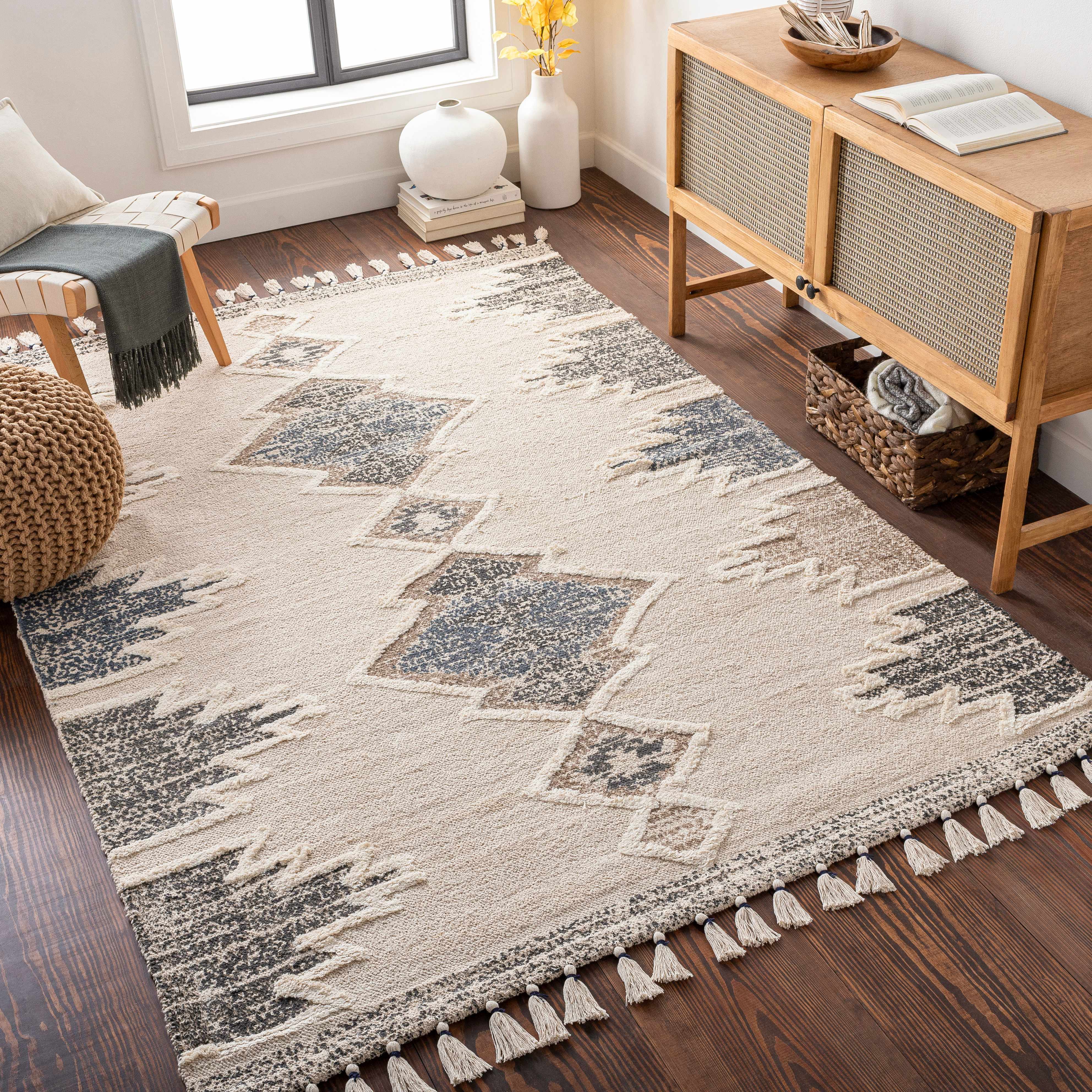 Kingborough Cream/Brown Cotton Area Rug - Clearance - Image 2