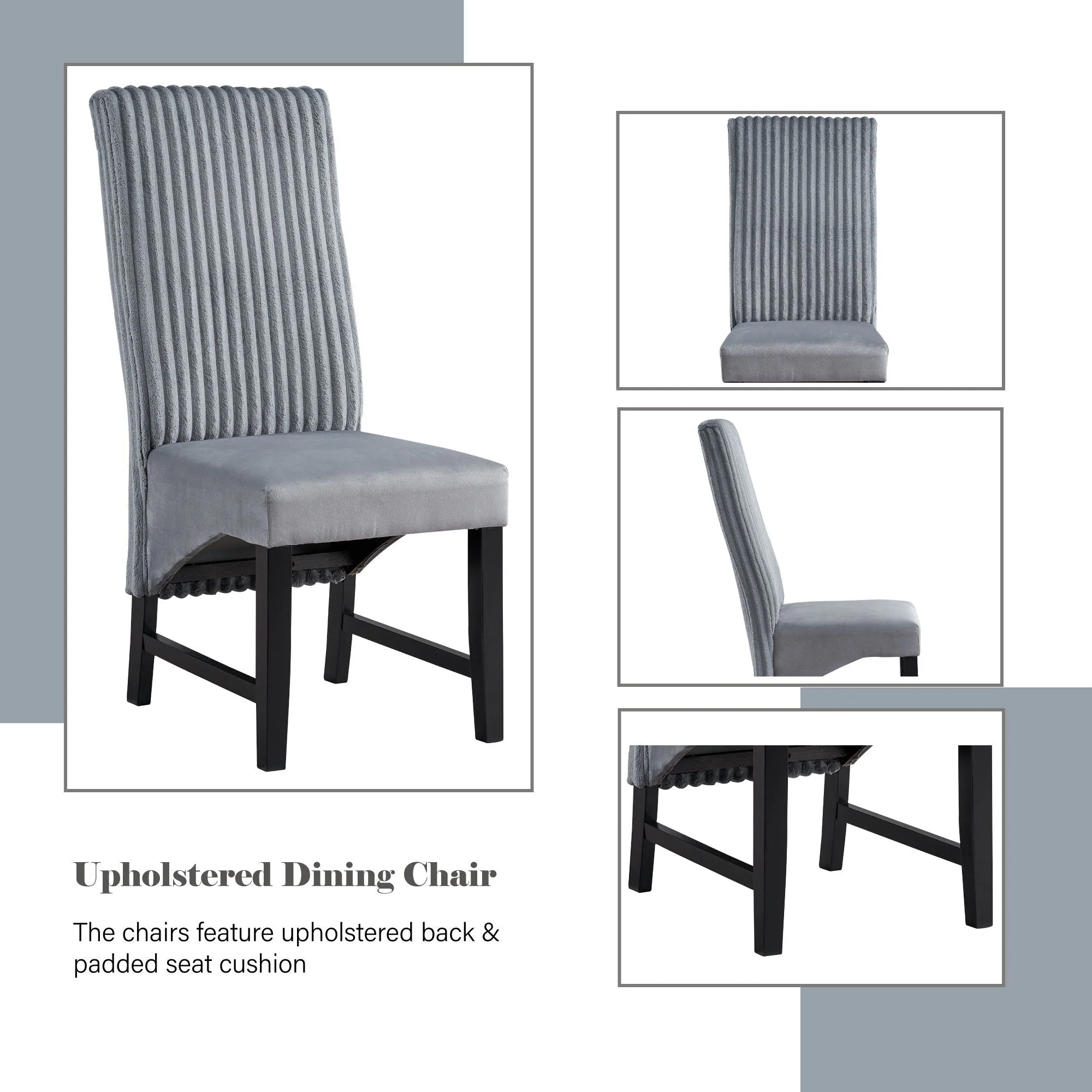 Kini - Corduroy Side Chair (Set of 2) - Black / Gray - Image 4