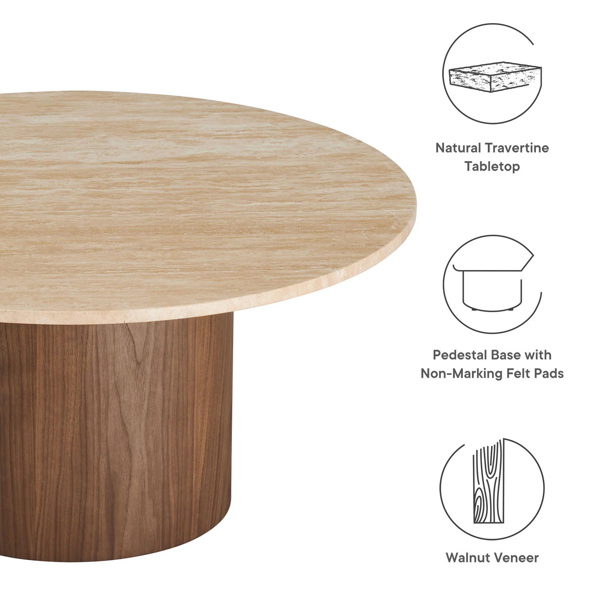 Kioni Round Travertine Coffee Table by Modway - Image 2