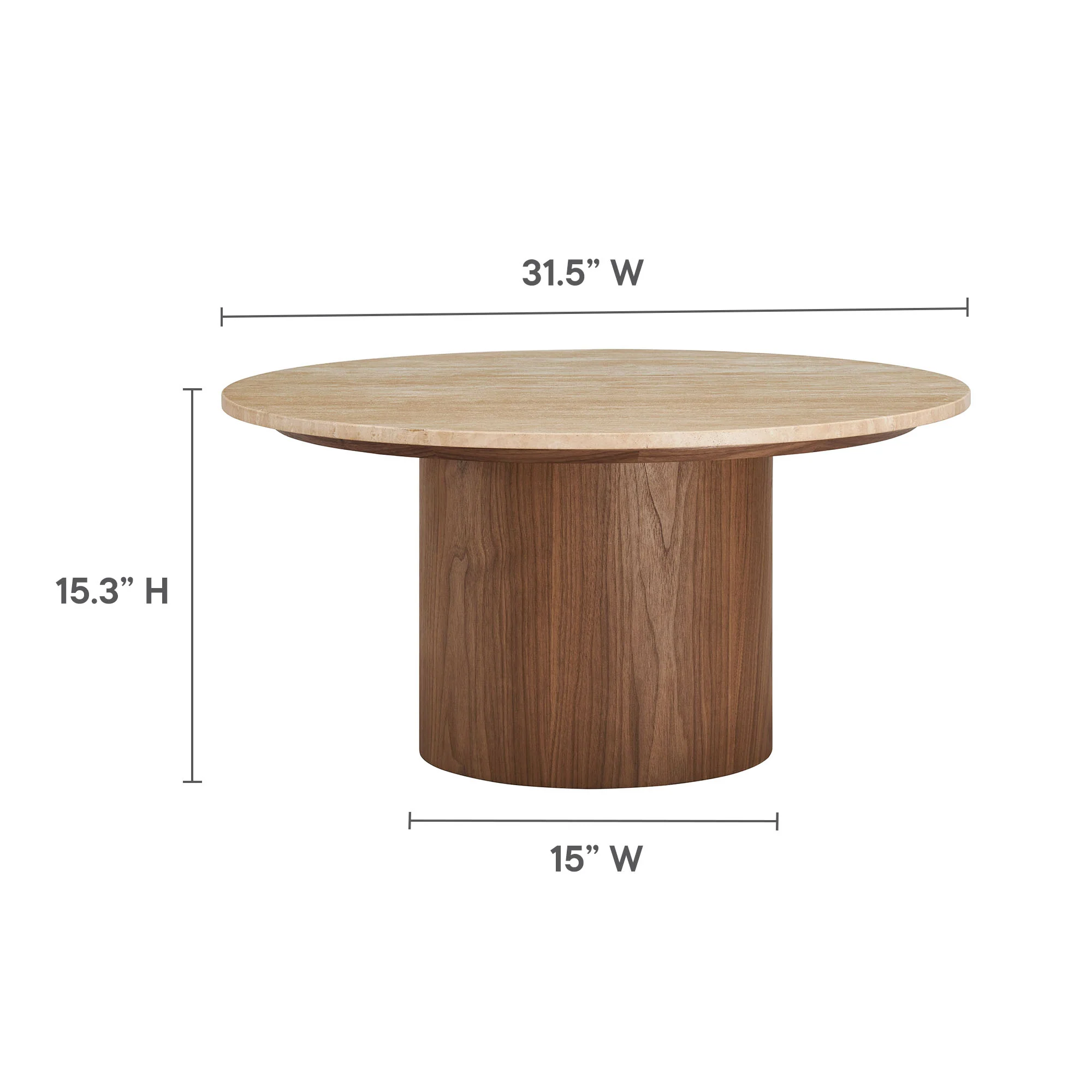 Kioni Round Travertine Coffee Table by Modway - Image 4