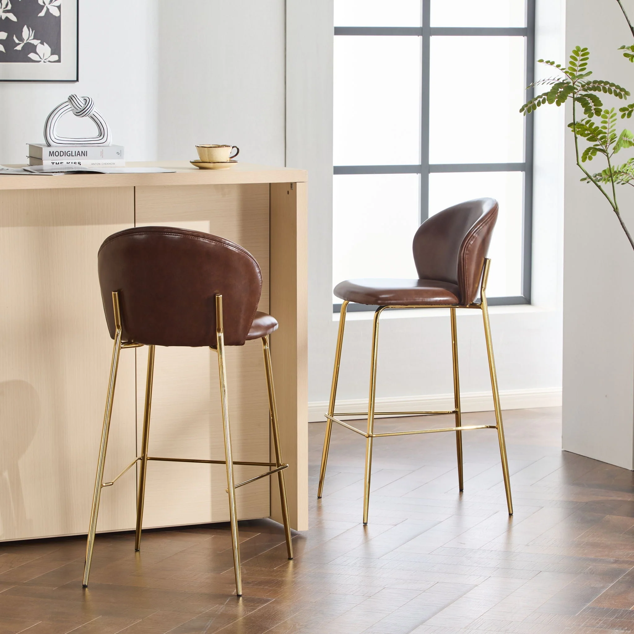 Kira Upholstered Bar Stool Set of 2 - Image 3