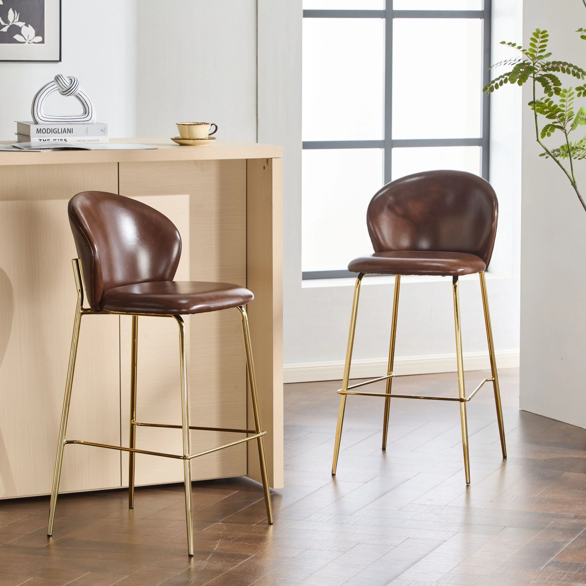 Kira Upholstered Bar Stool Set of 2 - Image 4