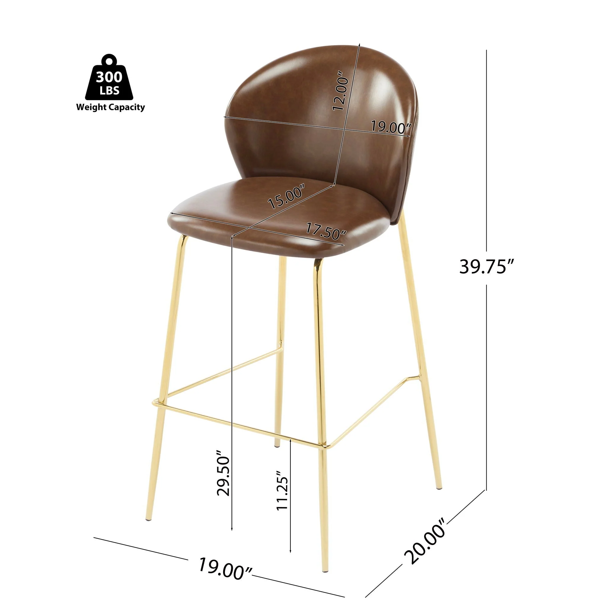 Kira Upholstered Bar Stool Set of 2 - Image 5
