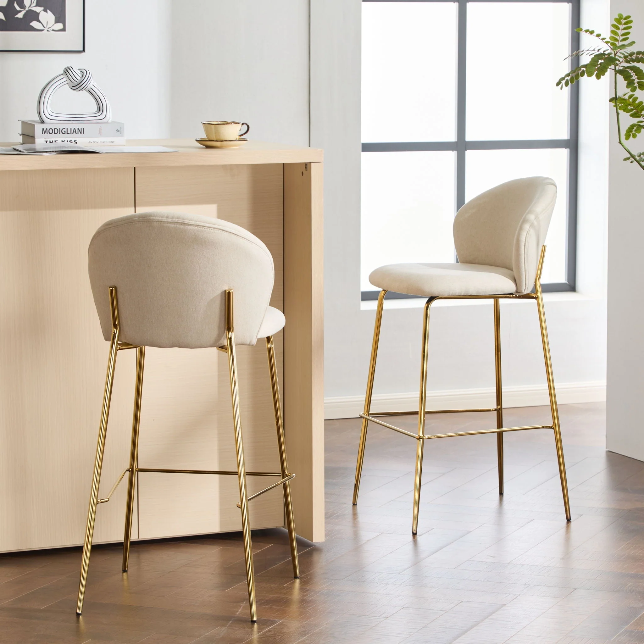 Kira Upholstered Bar Stool Set of 2 - Image 7