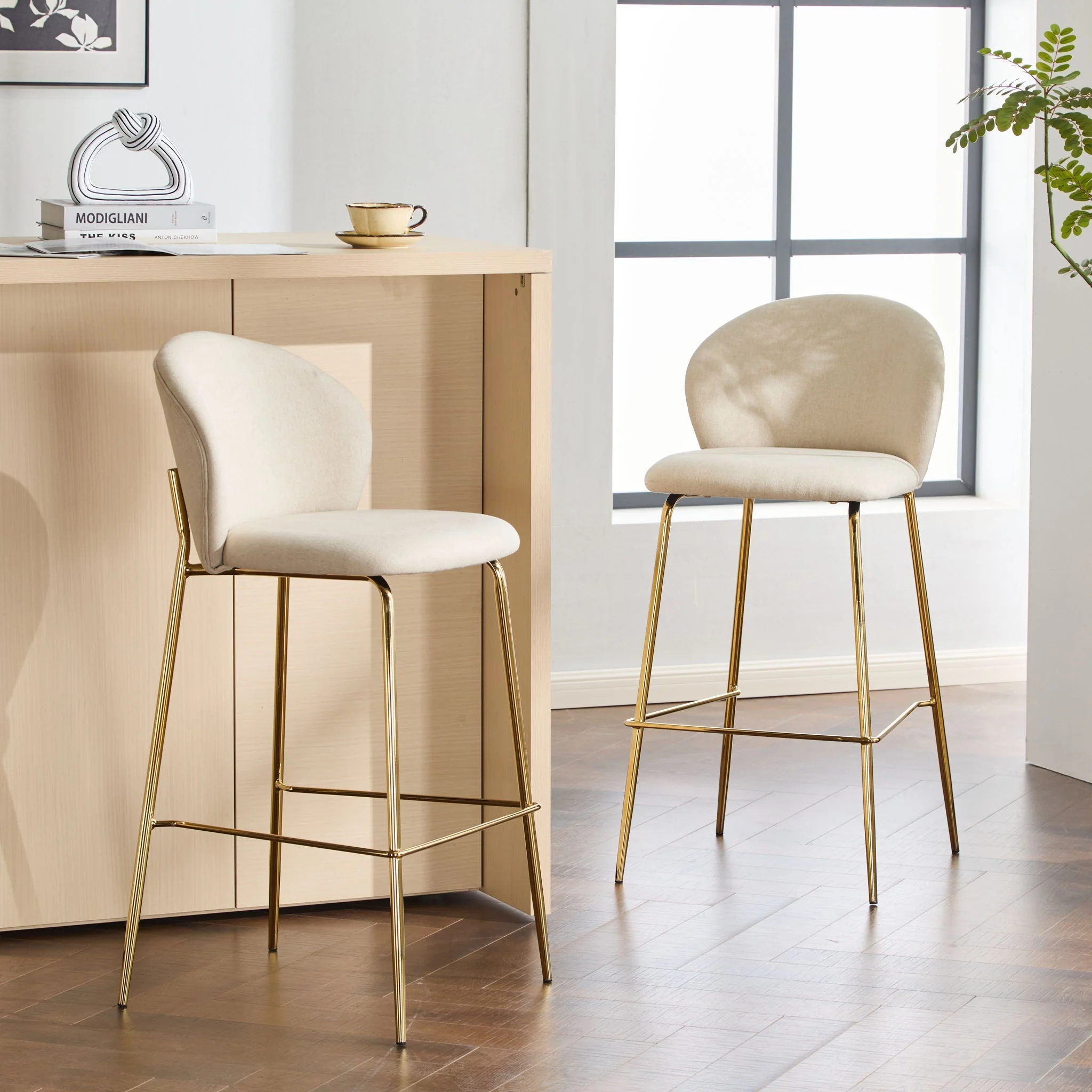 Kira Upholstered Bar Stool Set of 2 - Image 8