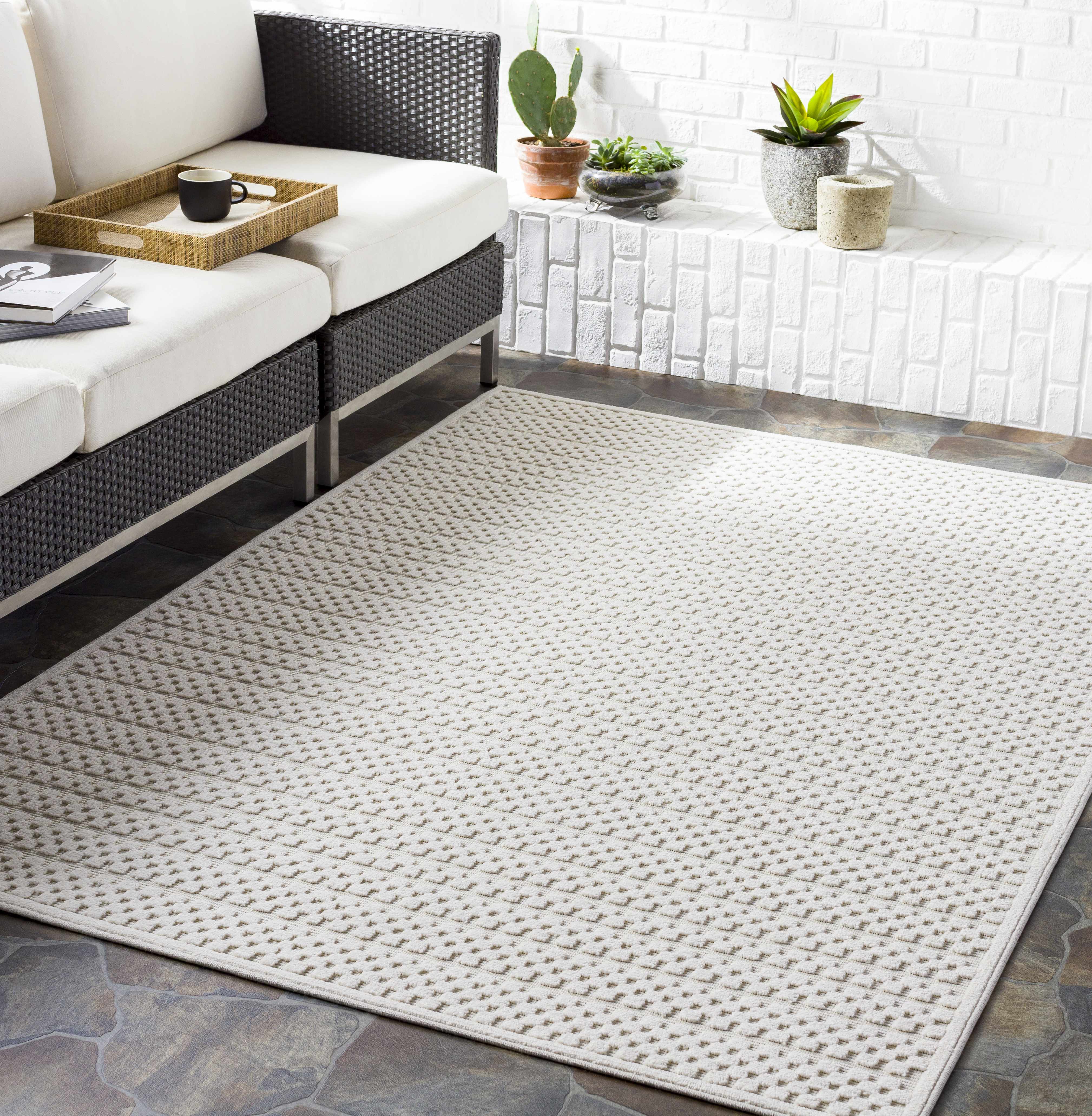 Kirkburton Beige Outdoor Rug - Image 3