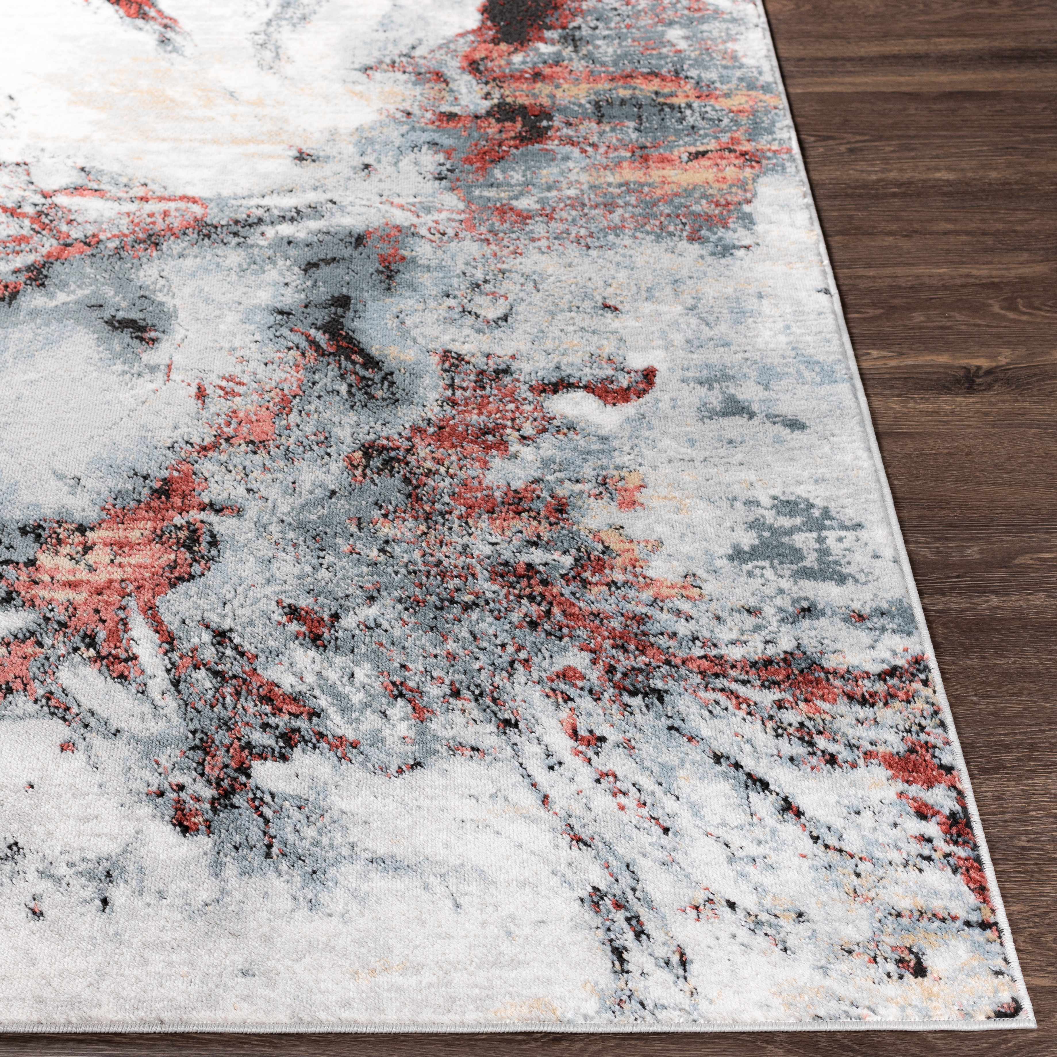 Kirkland Silver-Red Marble Rug - Image 3