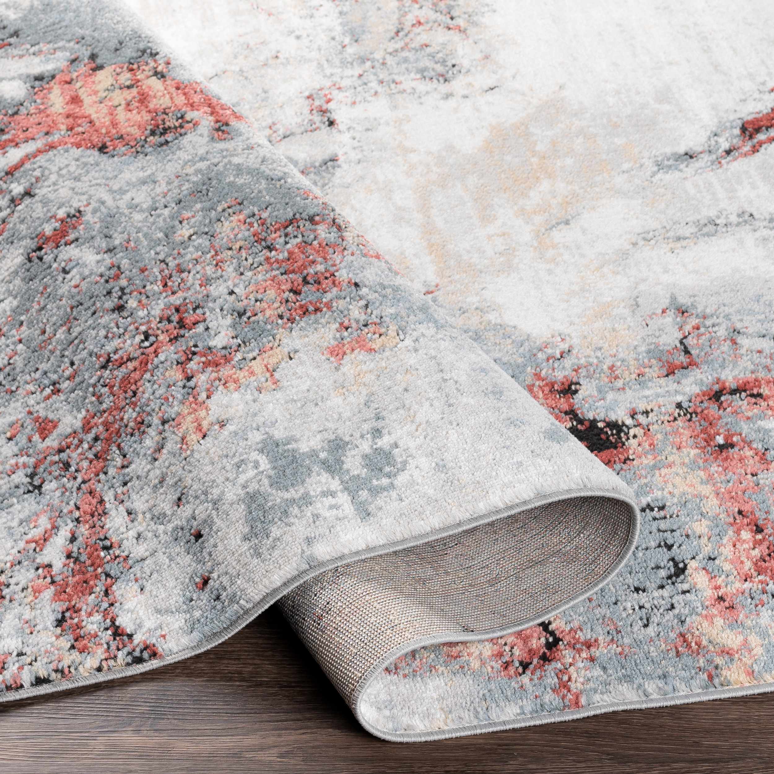 Kirkland Silver-Red Marble Rug - Image 4