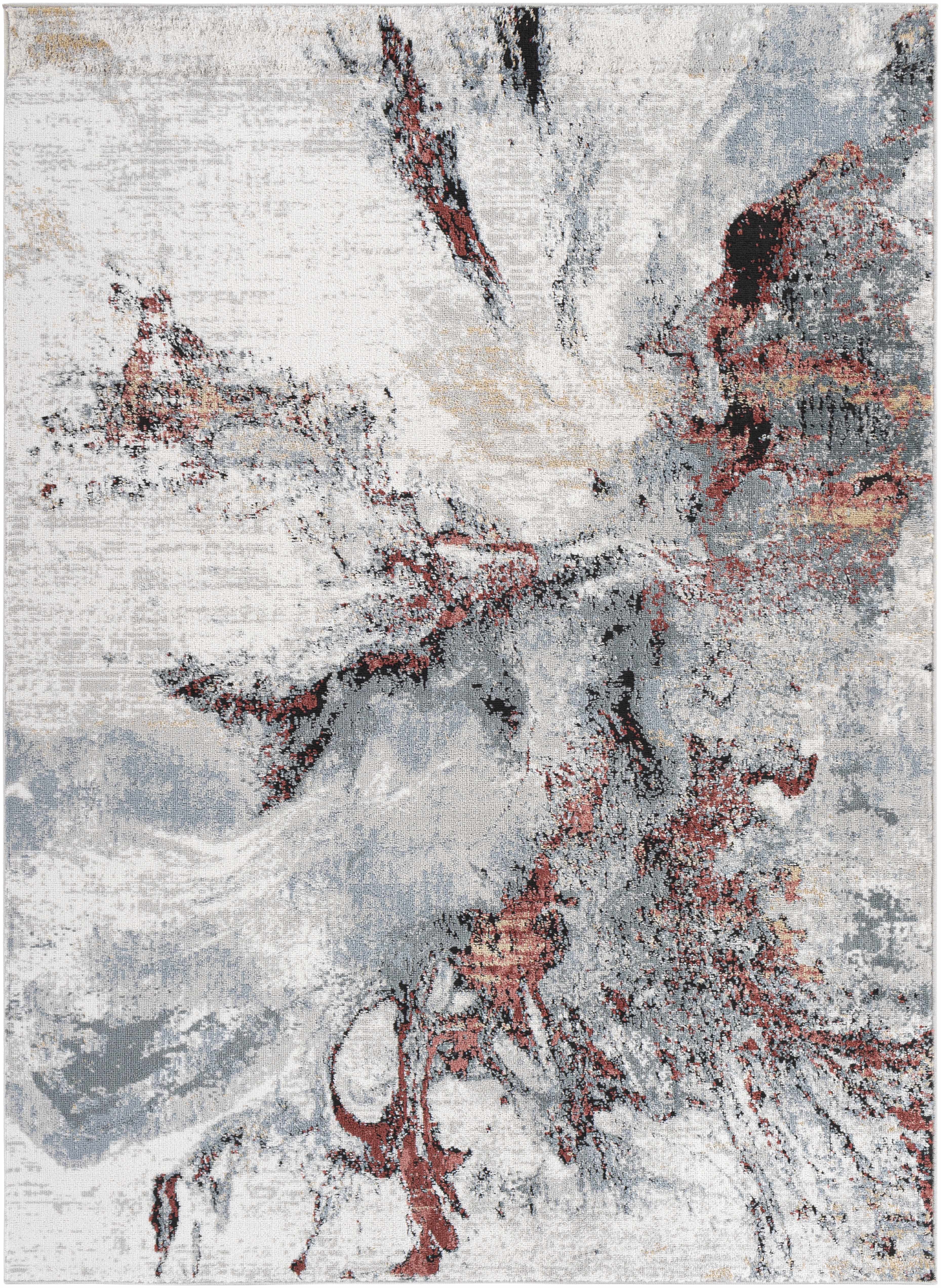 Kirkland Silver-Red Marble Rug - Image 8