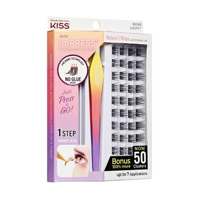 KISS Products imPRESS Press-On Self Adhesive Eyelashes Natural & Wispy 50ct - Imperfect Box - Image 9