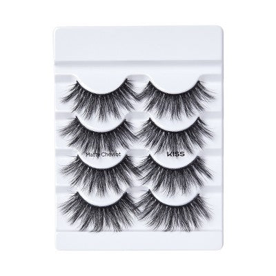KISS Lash Couture Matte Black False Eyelashes 8ct Faux Mink - Image 4