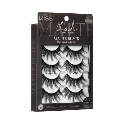KISS Lash Couture Matte Black False Eyelashes 8ct Faux Mink - Image 6