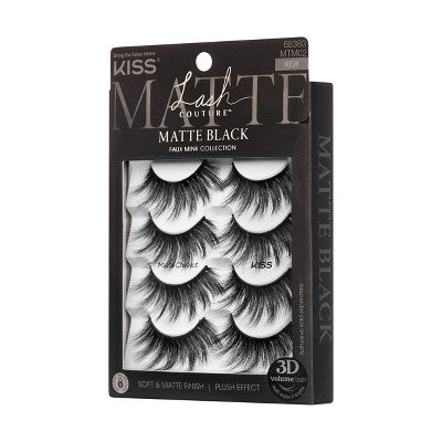 KISS Lash Couture Matte Black False Eyelashes 8ct Faux Mink - Image 7