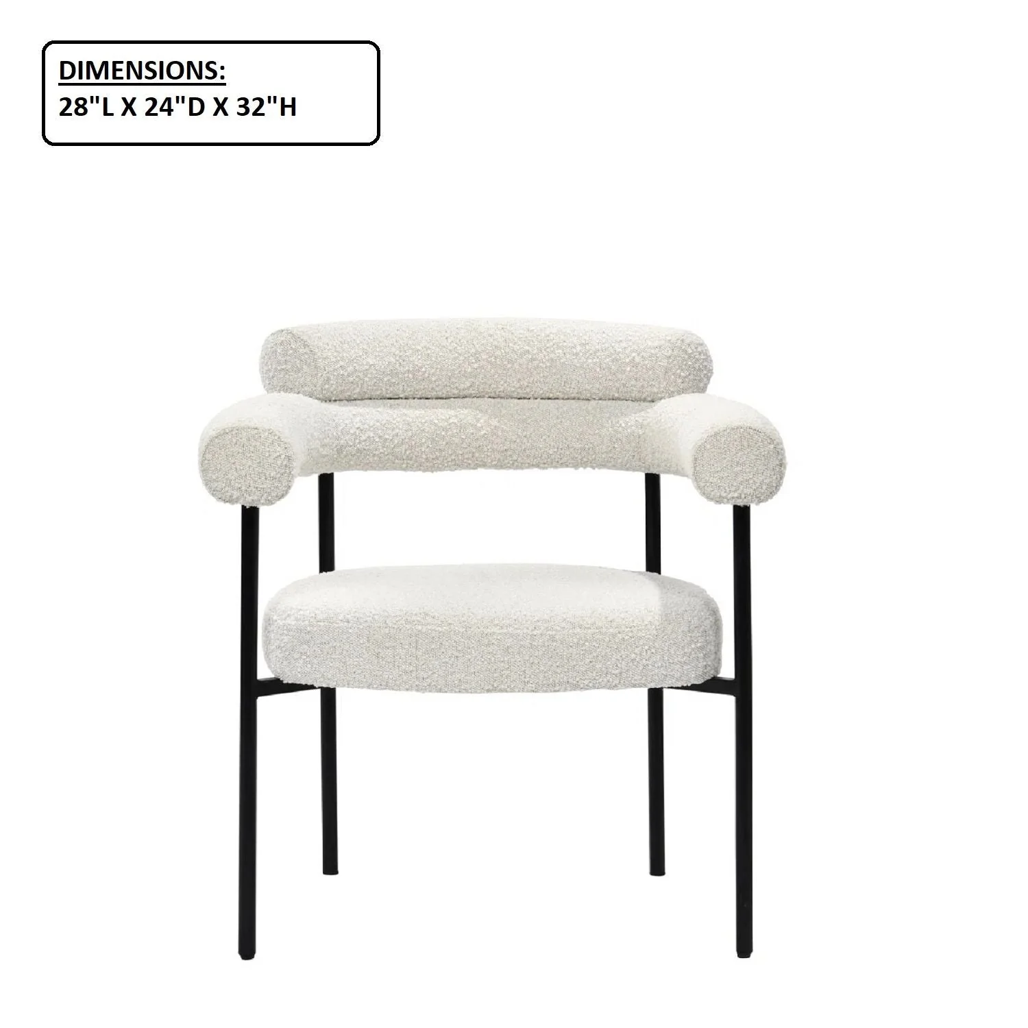 Kitchen Dining Chair With Armrest (Set of 2) - Black / Cream - Image 3