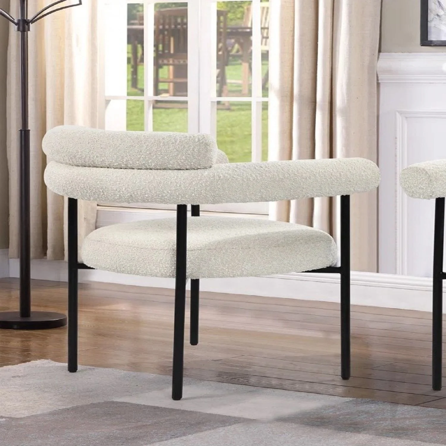 Kitchen Dining Chair With Armrest (Set of 2) - Black / Cream - Image 4