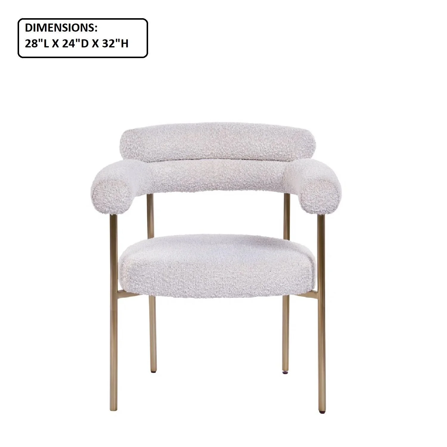 Kitchen Dining Chair With Armrest (Set of 2) - Gold / Creamy White - Image 2