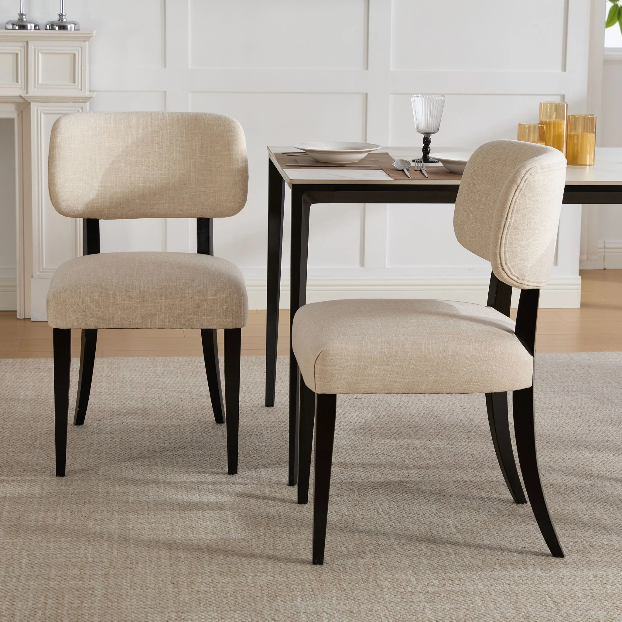 Kitchen Dining Chairs (Set of 2) - Cream - Image 2