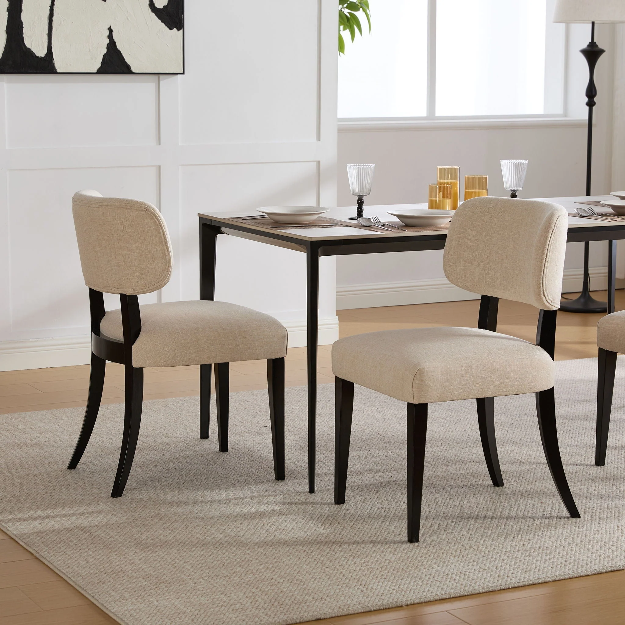 Kitchen Dining Chairs (Set of 2) - Cream - Image 3
