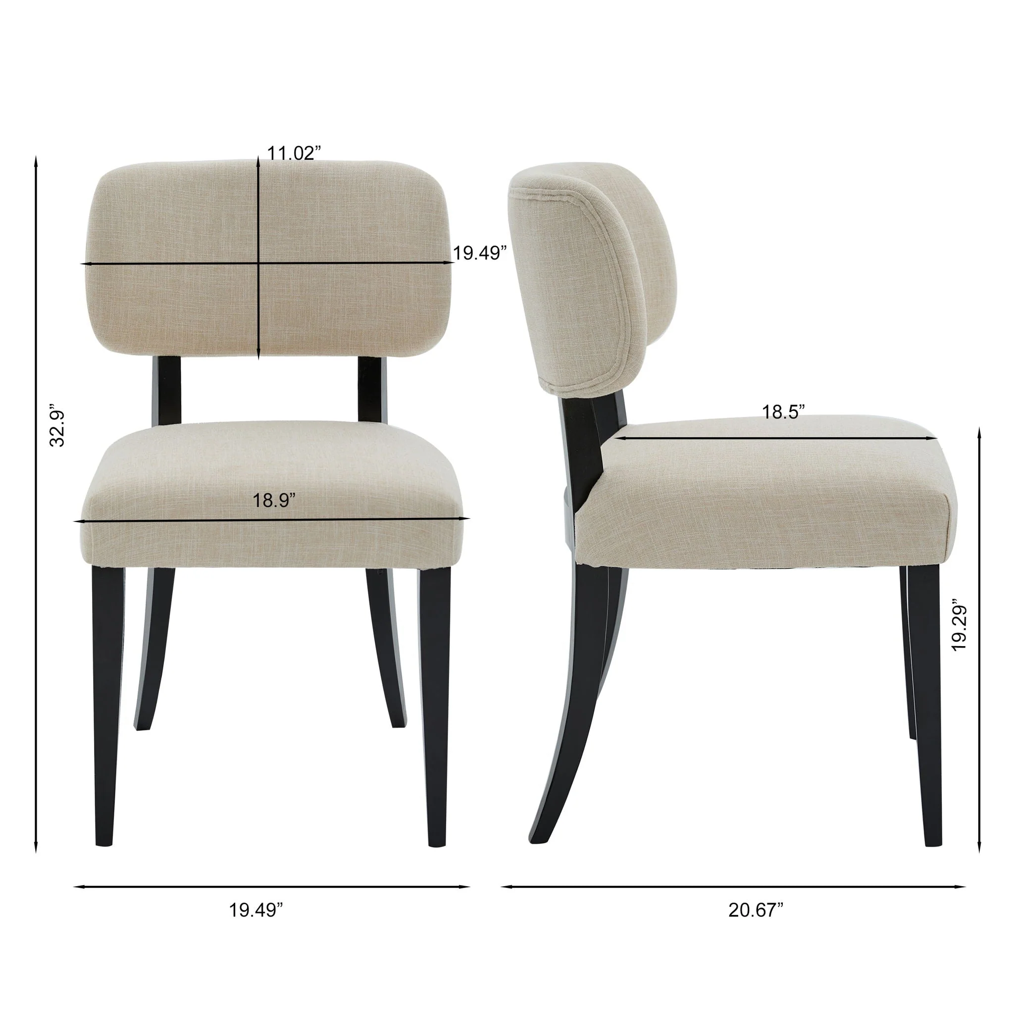 Kitchen Dining Chairs (Set of 2) - Cream - Image 4