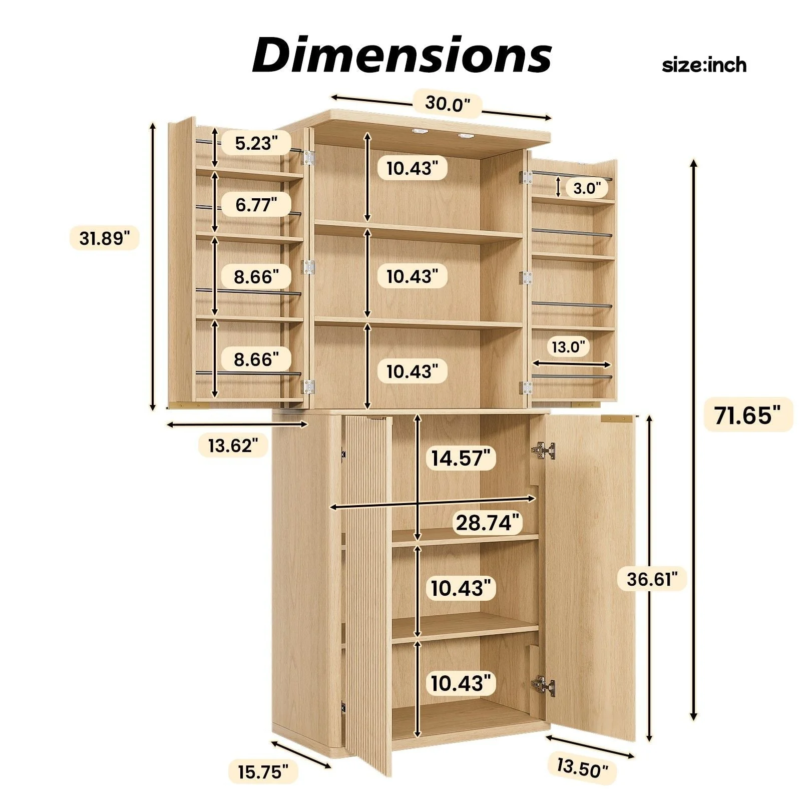 Kitchen Pantry Cabinet With 6 Doors - Image 3