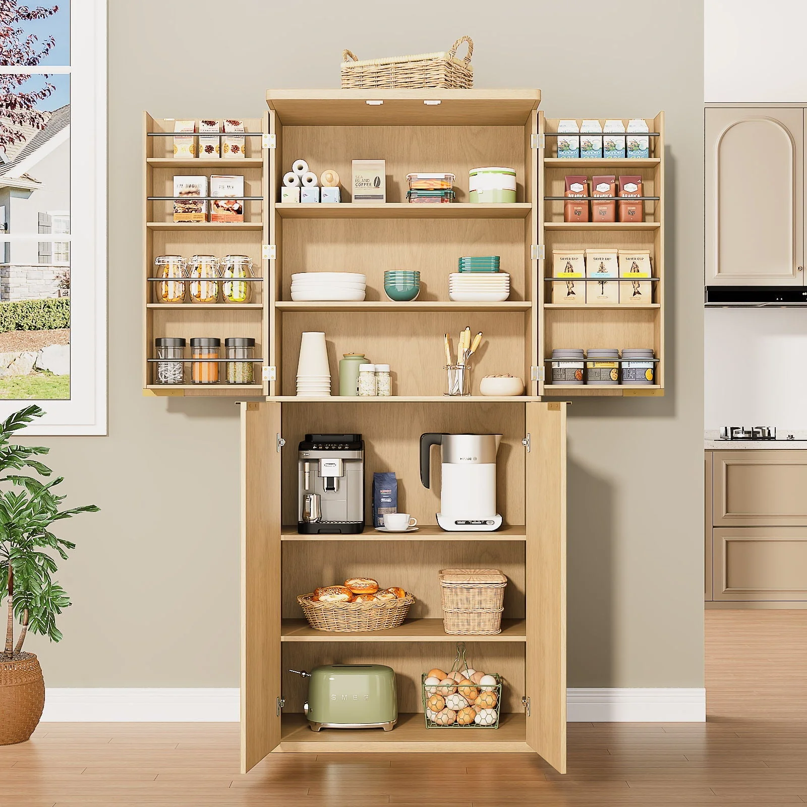 Kitchen Pantry Cabinet With 6 Doors - Image 4