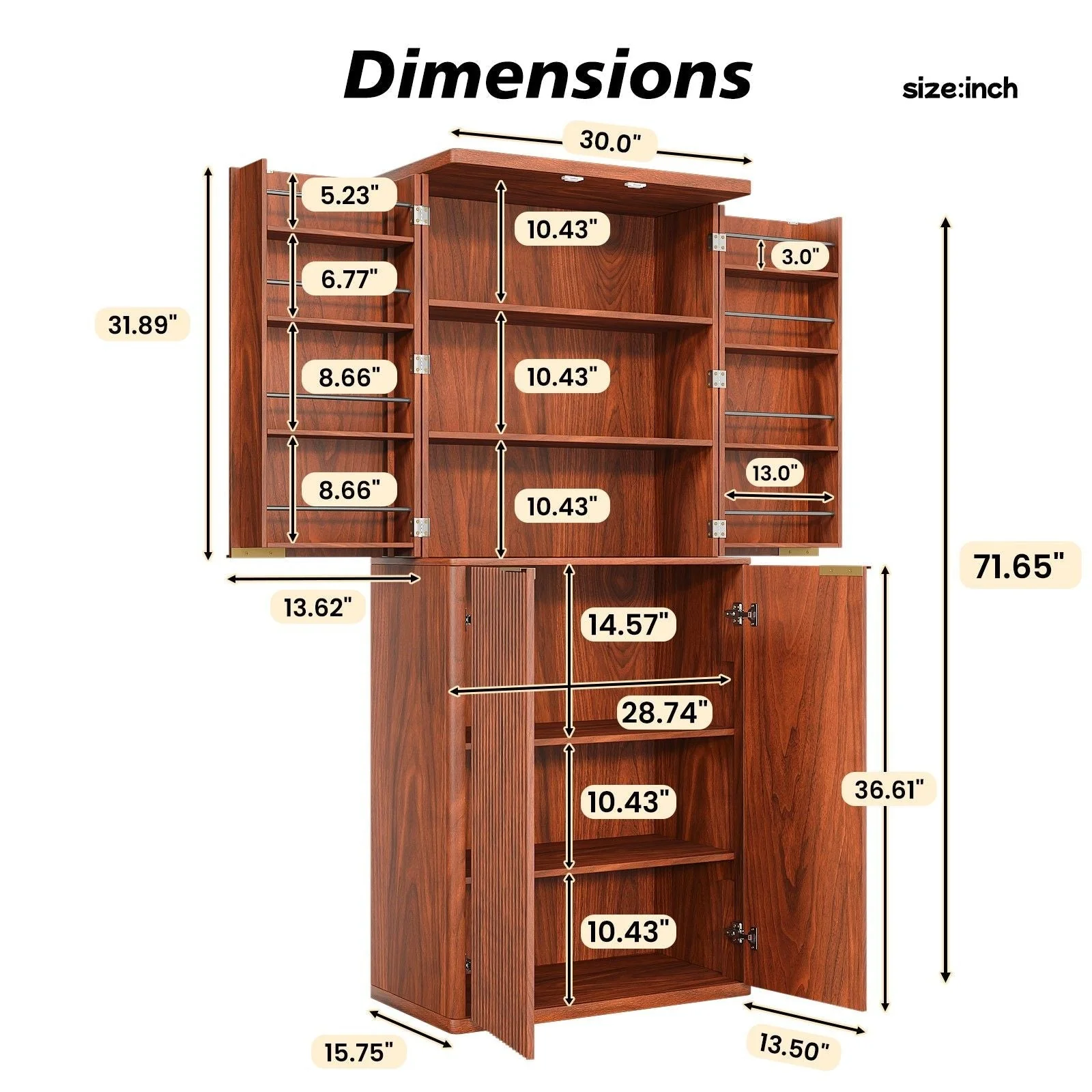 Kitchen Pantry Cabinet With 6 Doors - Image 6