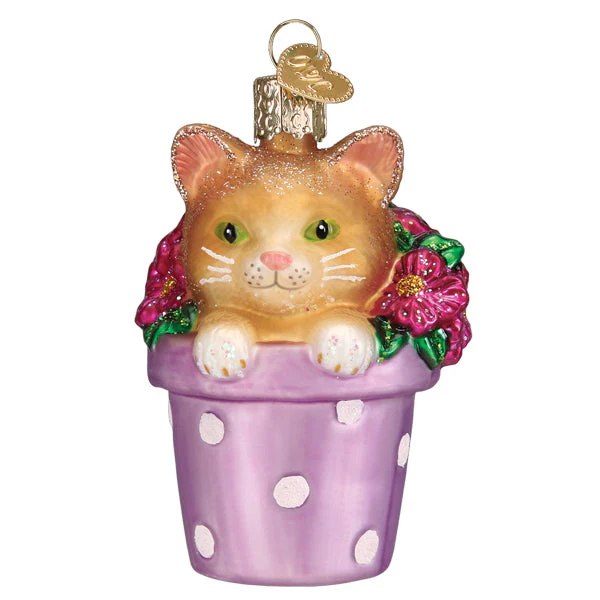 Kitten In Flower Pot Ornament - Image 3