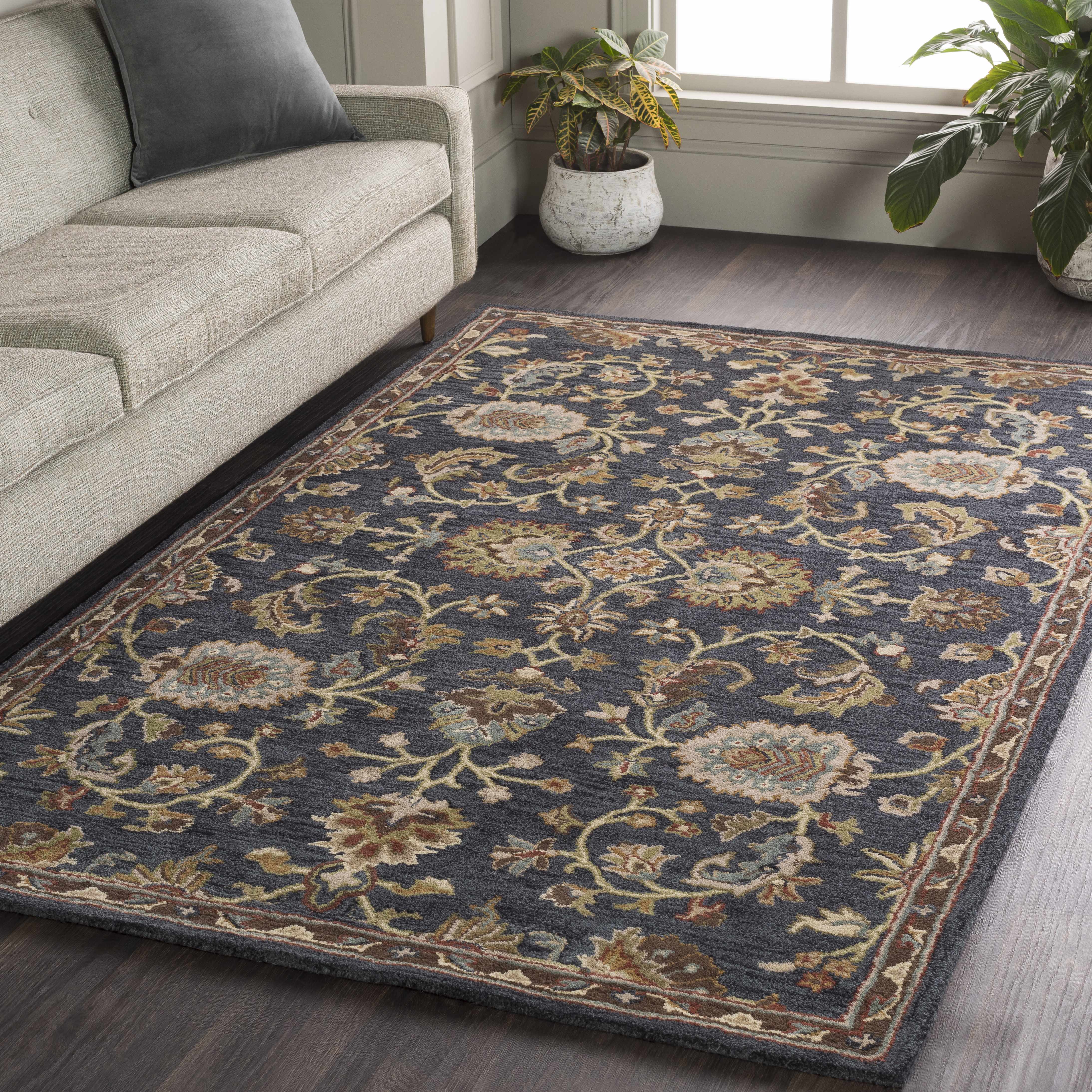Kittredge Floral Black Wool Rug - Image 2