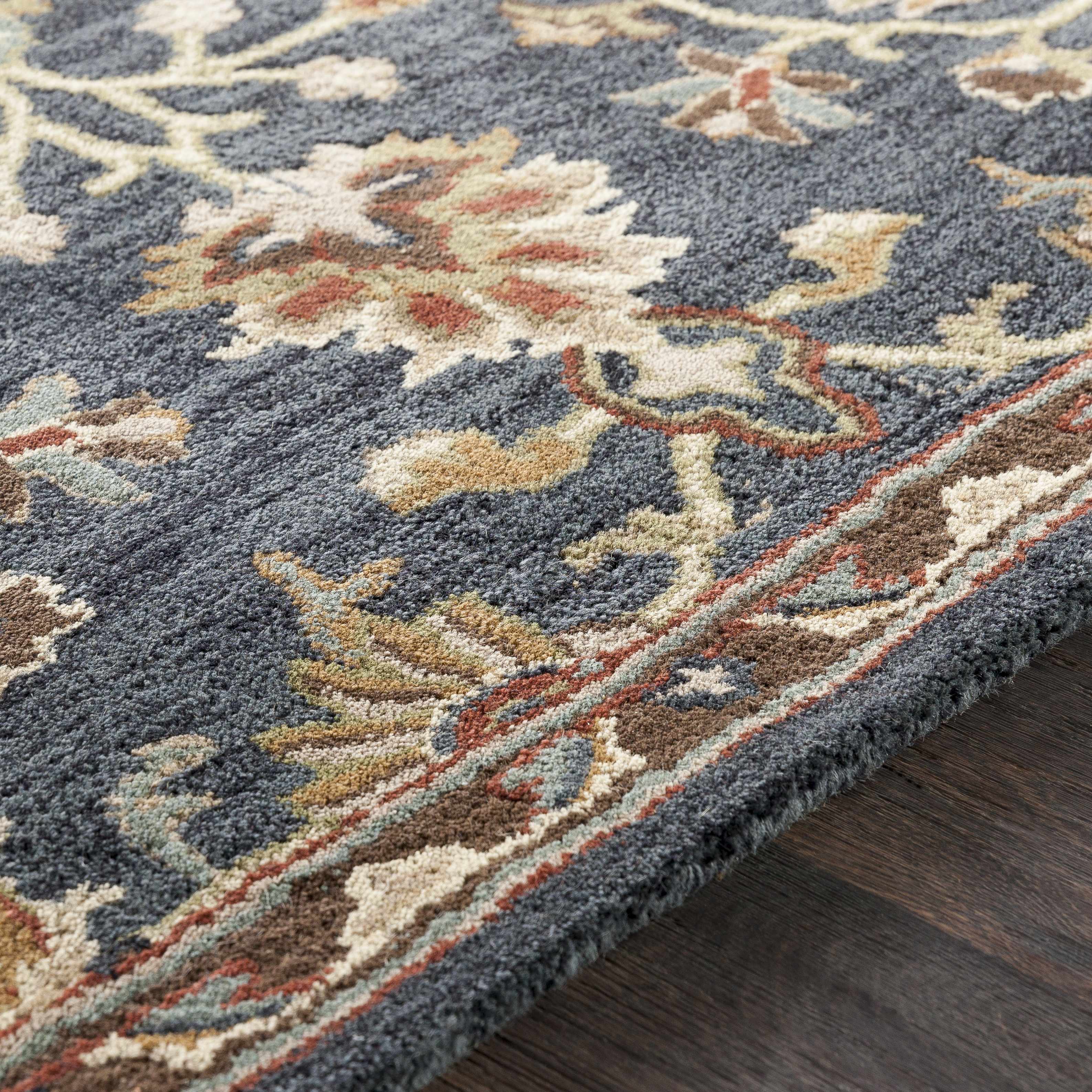 Kittredge Floral Black Wool Rug - Image 6