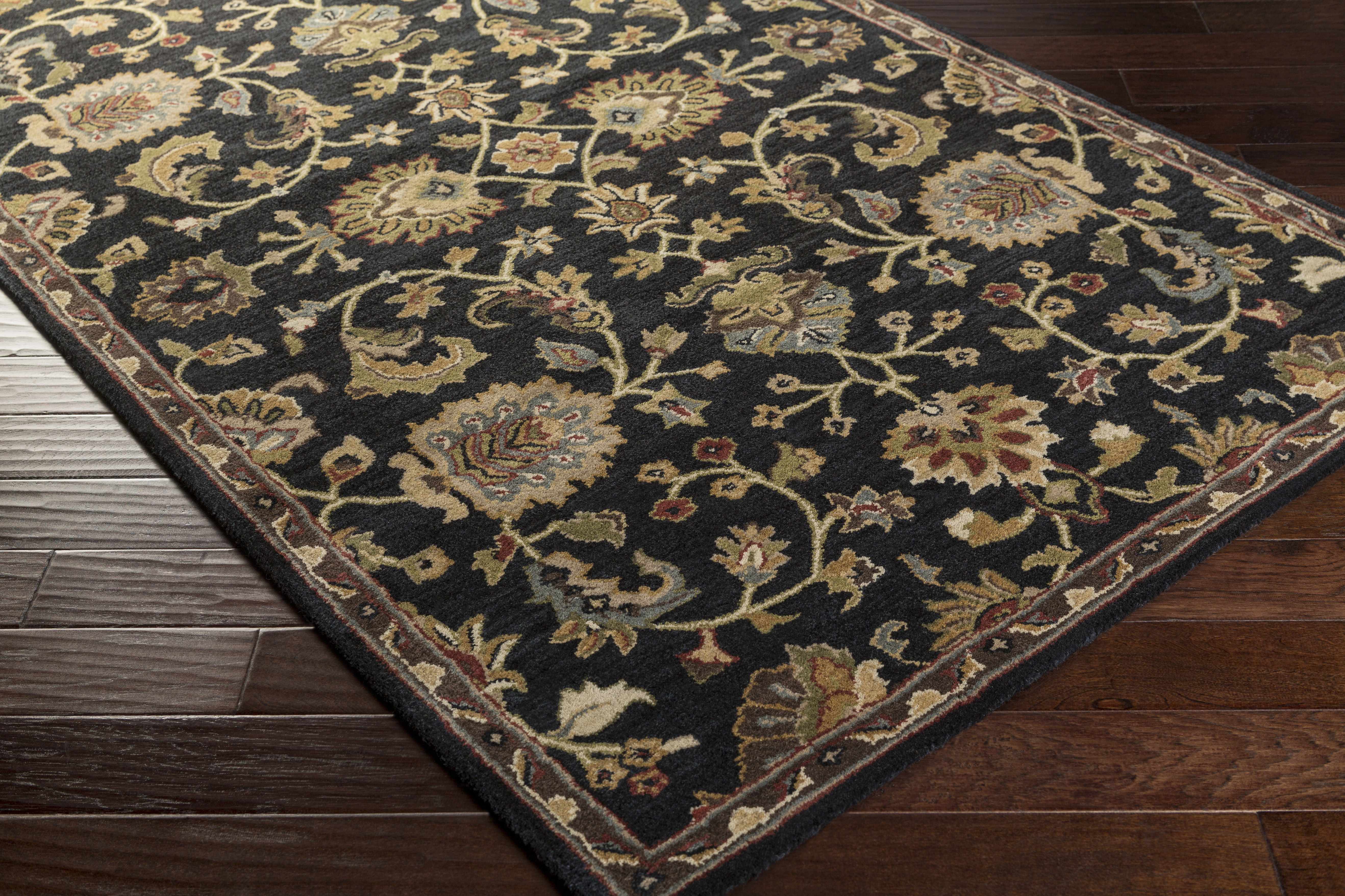 Kittredge Floral Black Wool Rug - Image 7