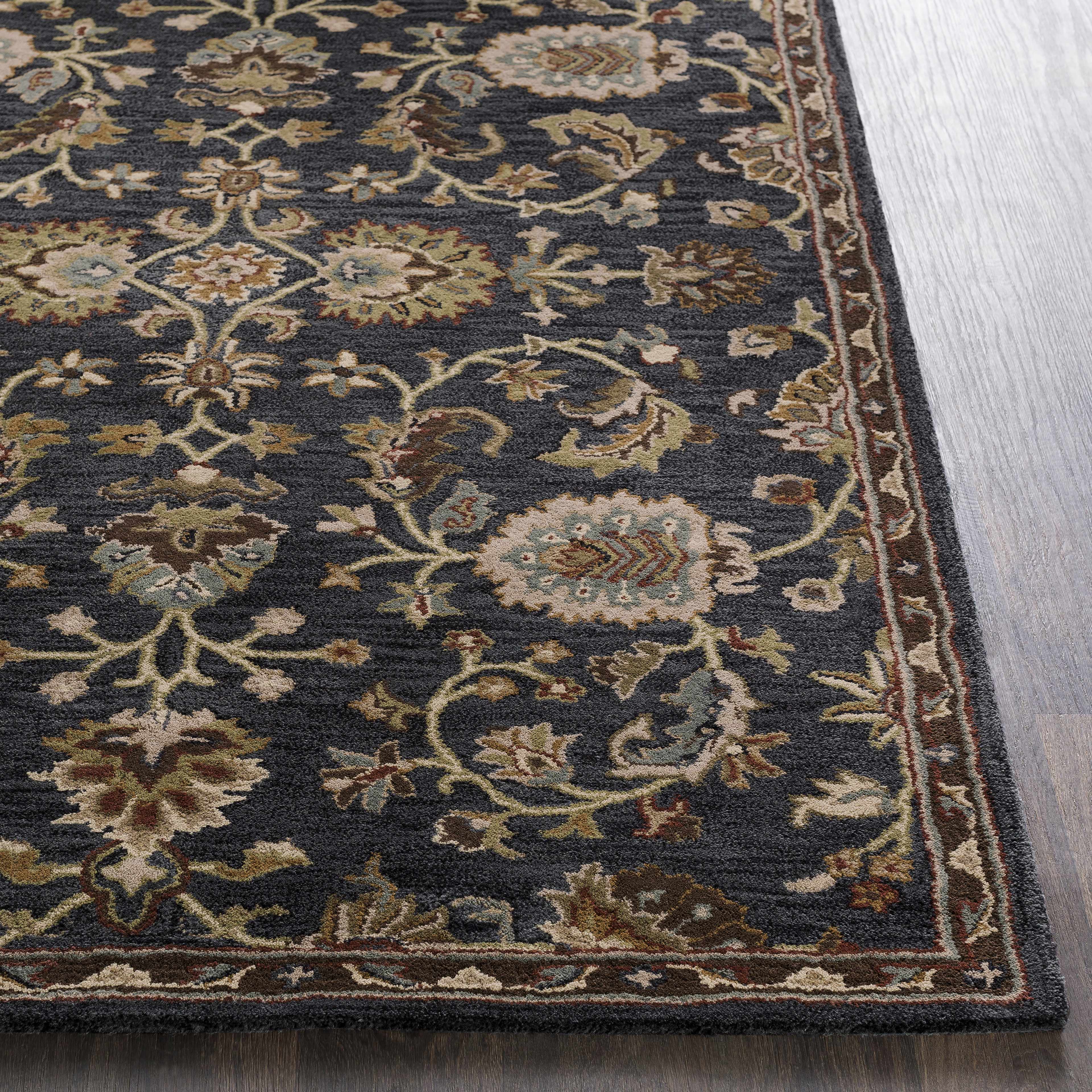 Kittredge Floral Black Wool Rug - Image 8