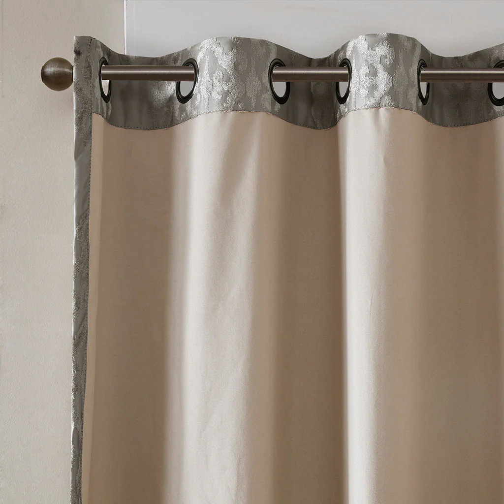 Knitted Jacquard Damask Total Blackout Grommet Curtain Panel - Image 14
