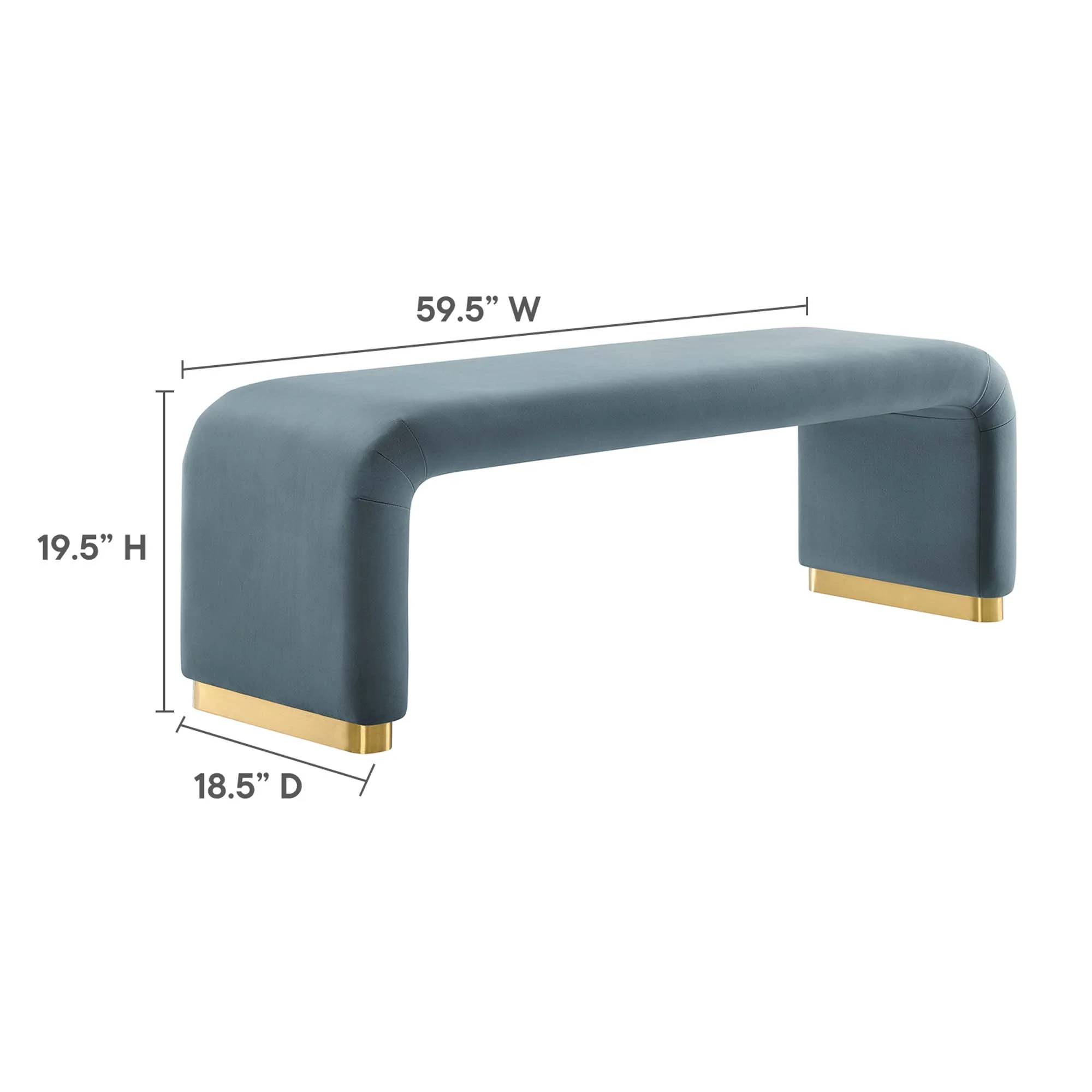 Koda Performance Velvet Waterfall Long Bench by Modway - Image 33