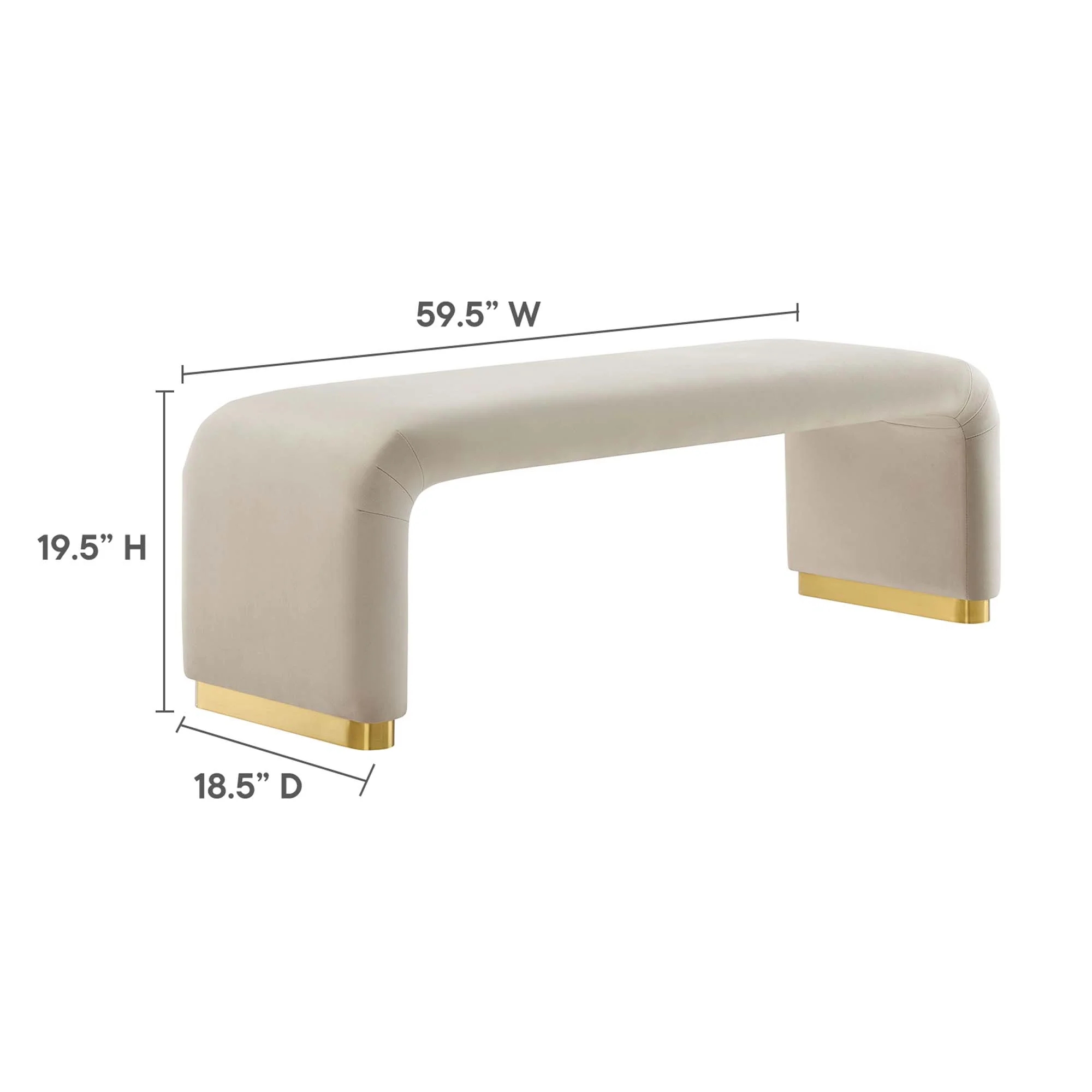 Koda Performance Velvet Waterfall Long Bench by Modway - Image 34