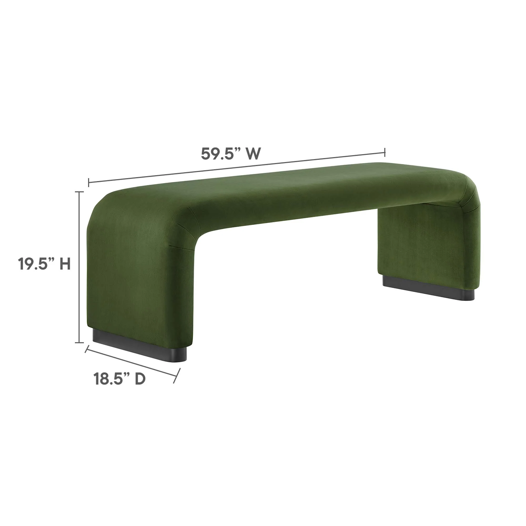 Koda Performance Velvet Waterfall Long Bench by Modway - Image 35