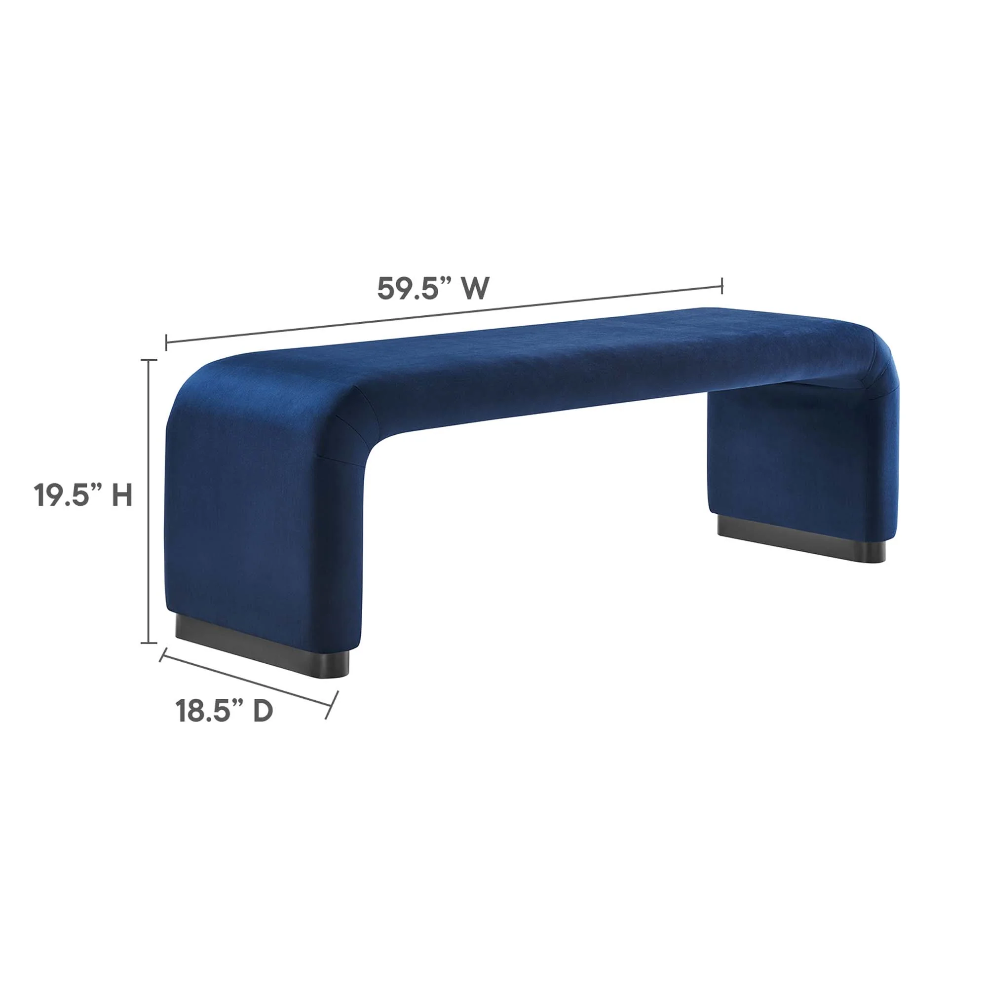 Koda Performance Velvet Waterfall Long Bench by Modway - Image 36