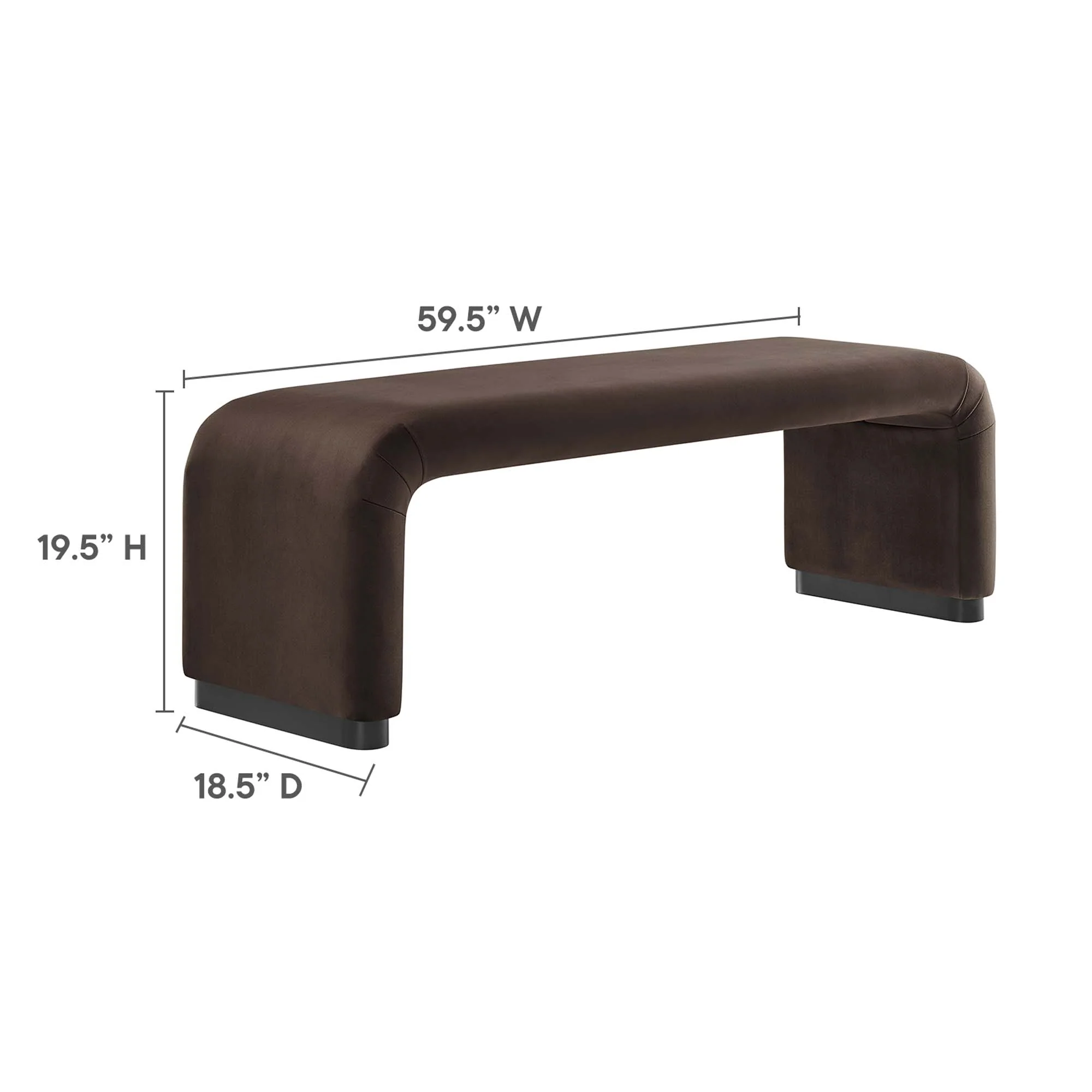 Koda Performance Velvet Waterfall Long Bench by Modway - Image 37