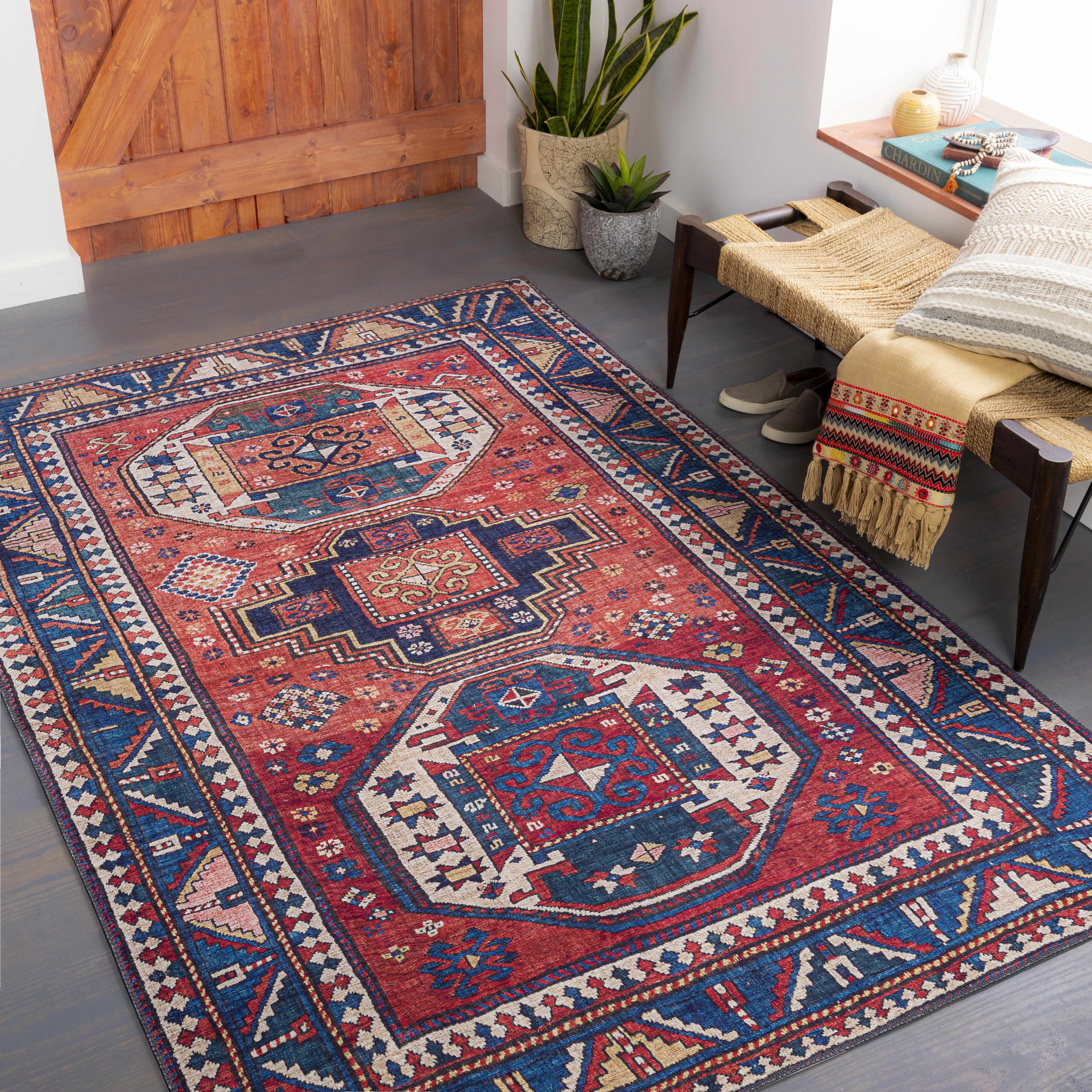 Kodiak Red&Blue Oriental Area Rug - Image 2