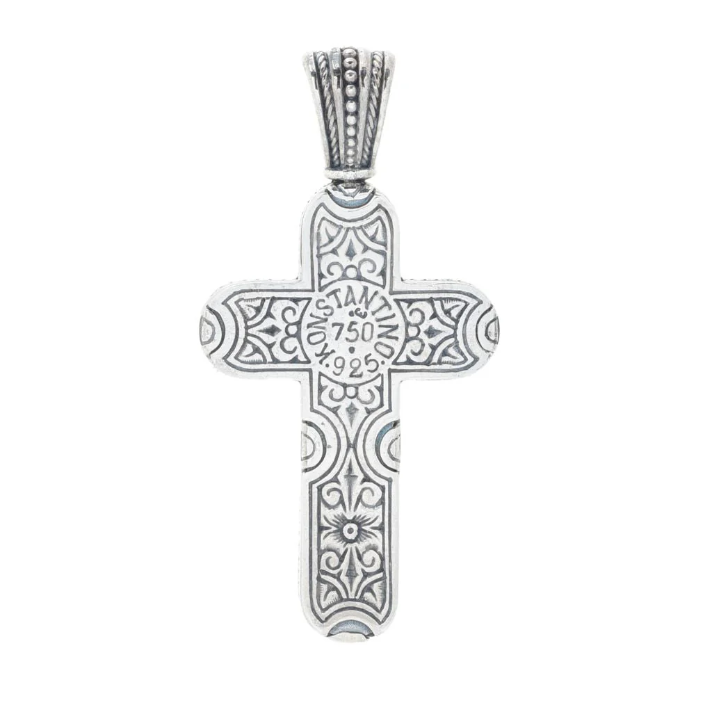 Konstantino 18K Gold Accented Black Onyx 2.25" Cross Pendant - Image 2