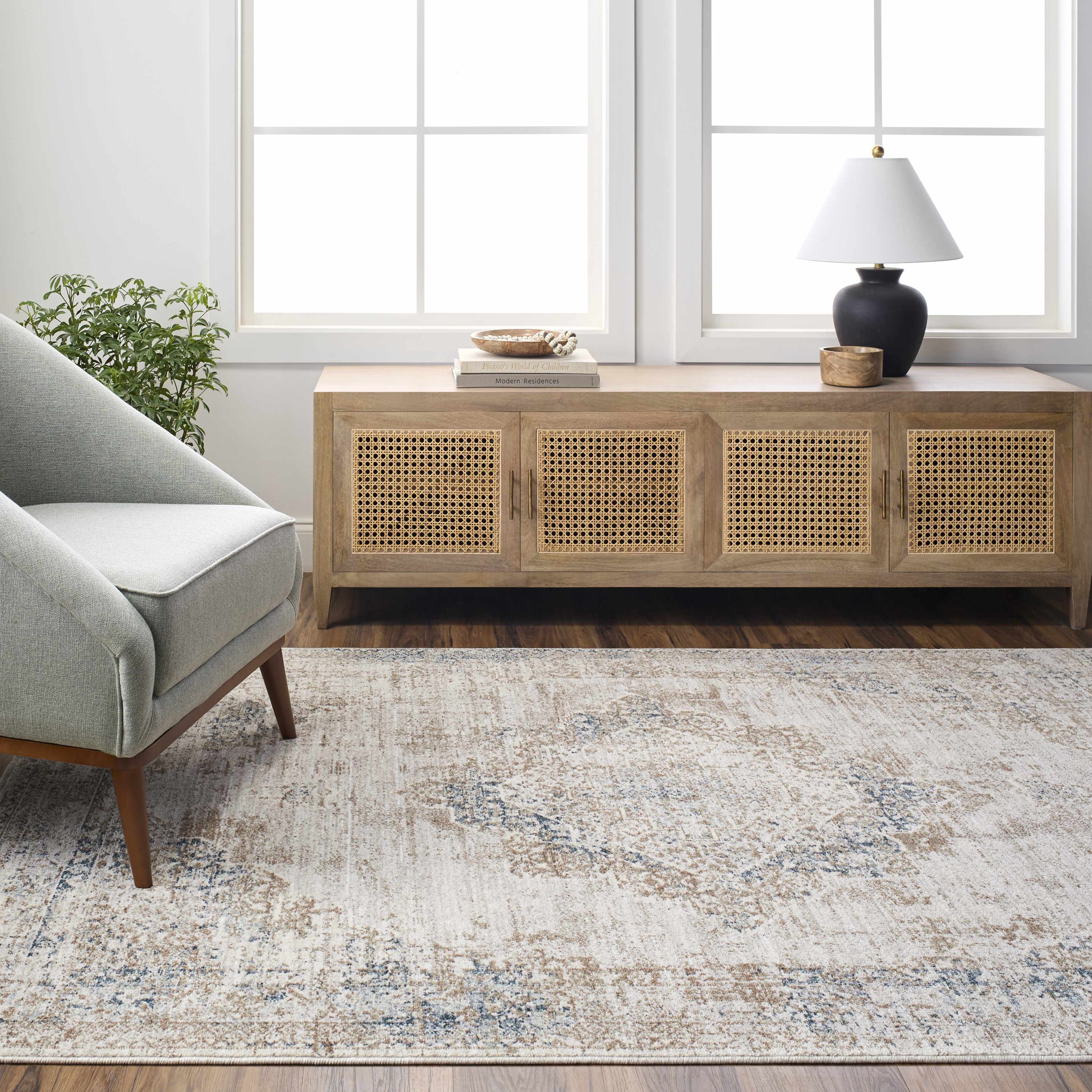 Kosta Beige & Blue Medallion Area Rug - Clearance - Image 2