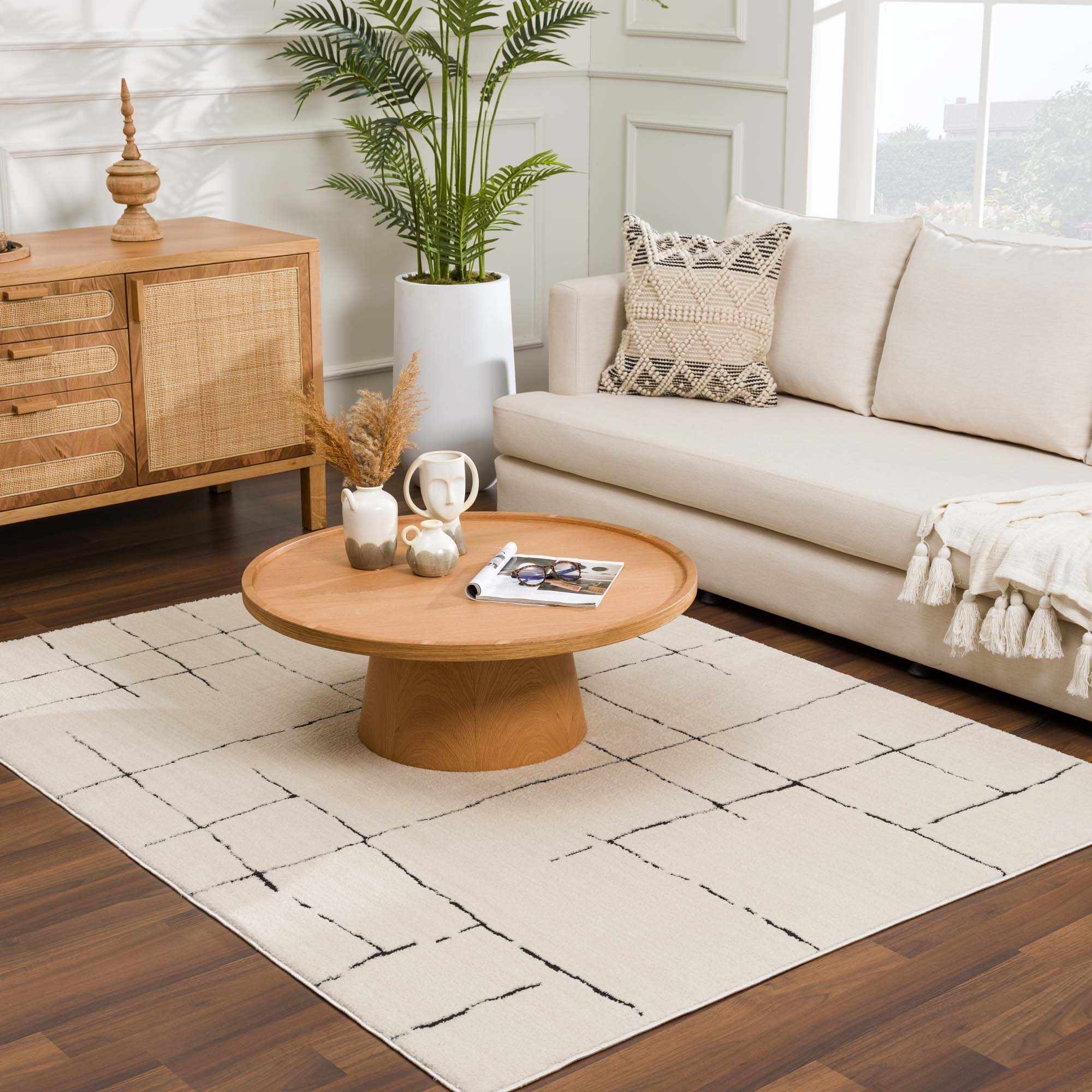 Koume Beige Maze Area Rug - Image 13