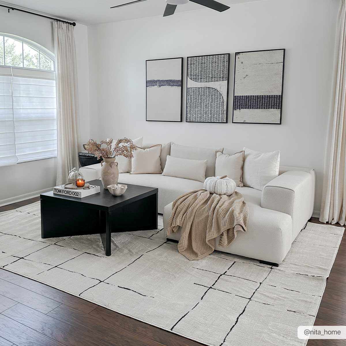 Koume Beige Maze Area Rug - Image 3