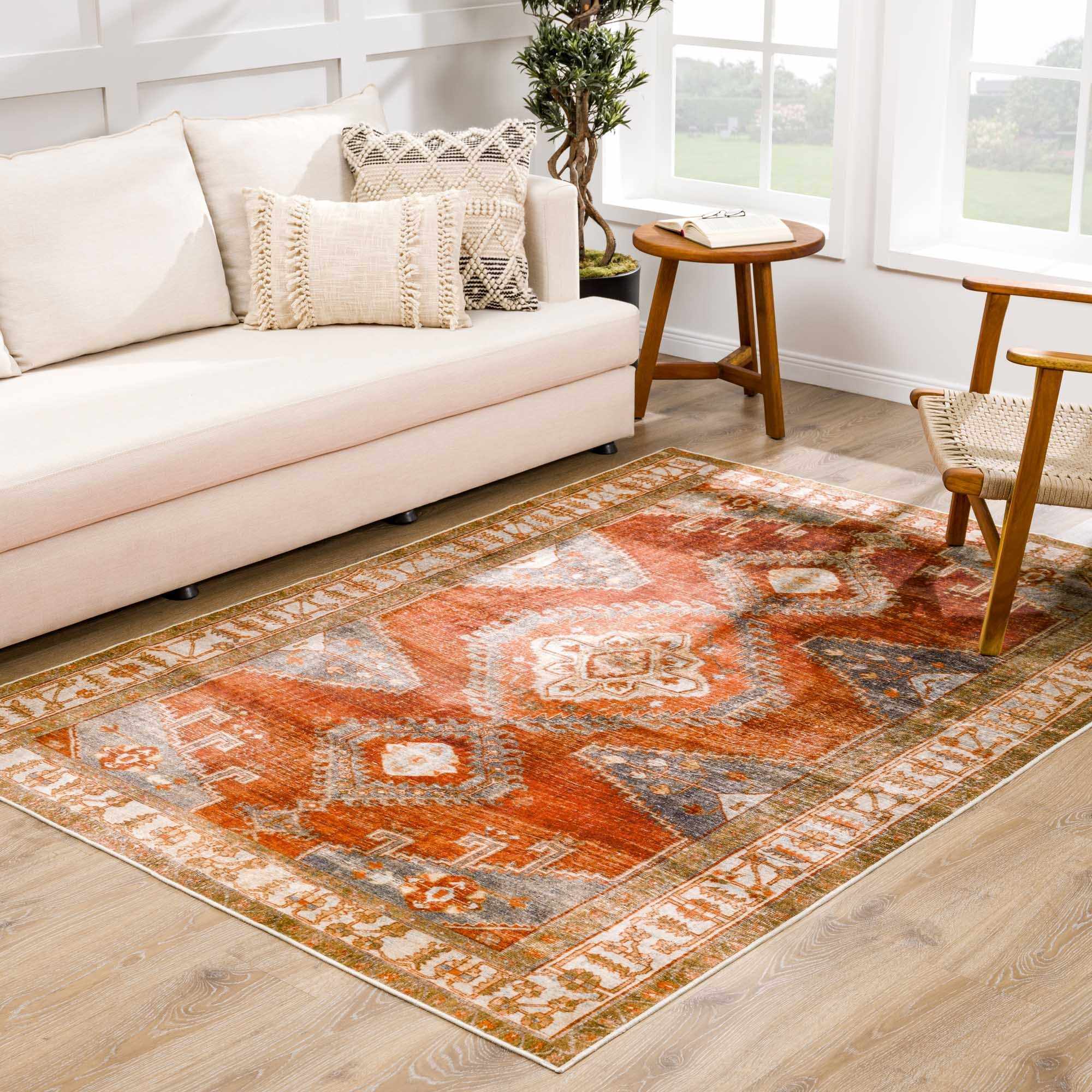 Kullar Orange Washable Area Rug - Image 3