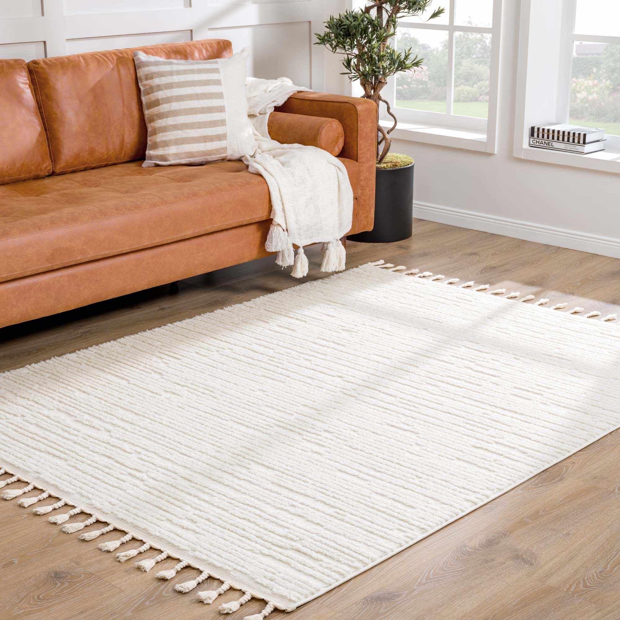 Kulu Textured Area Rug with Tassels - Image 3