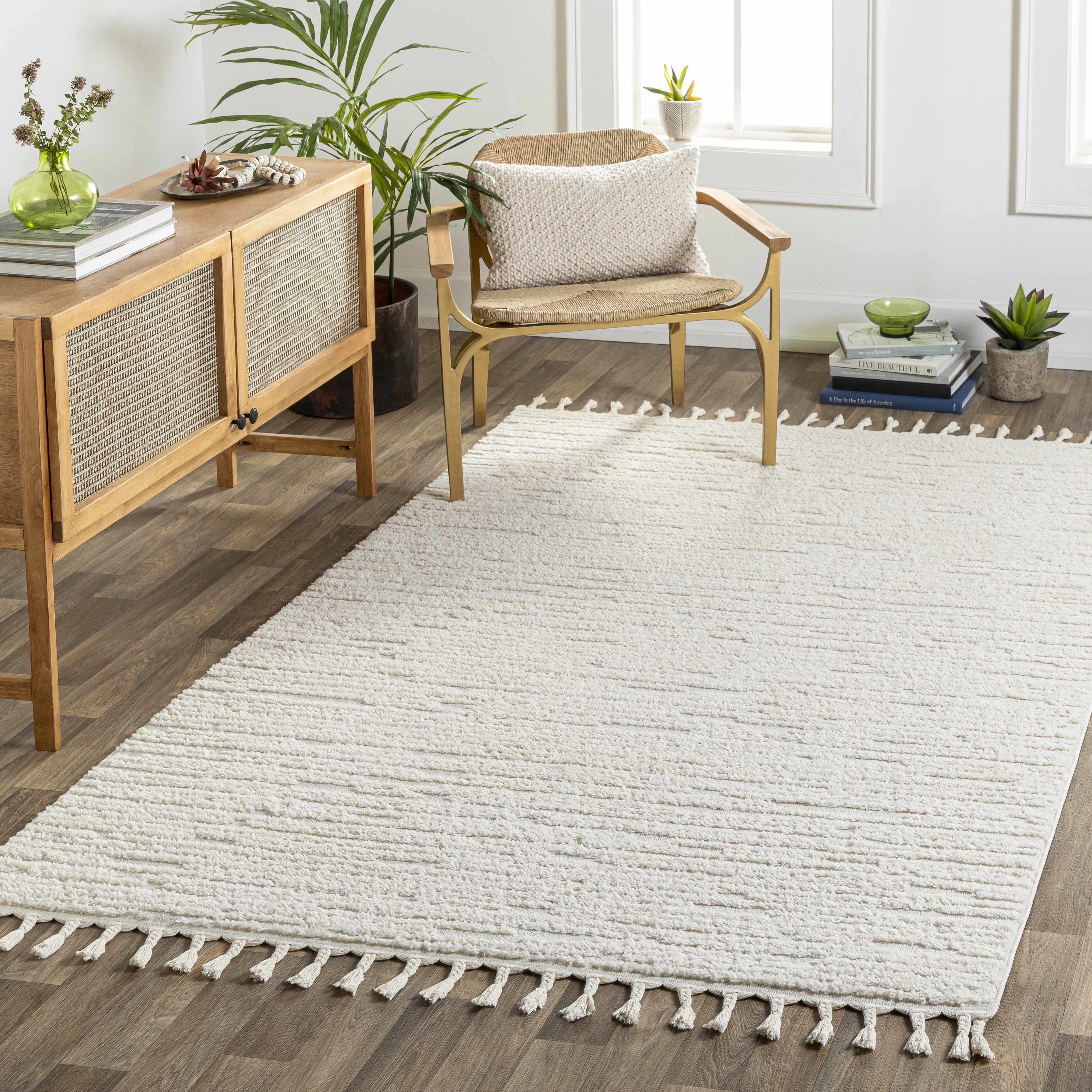 Kulu Textured Area Rug with Tassels - Image 4