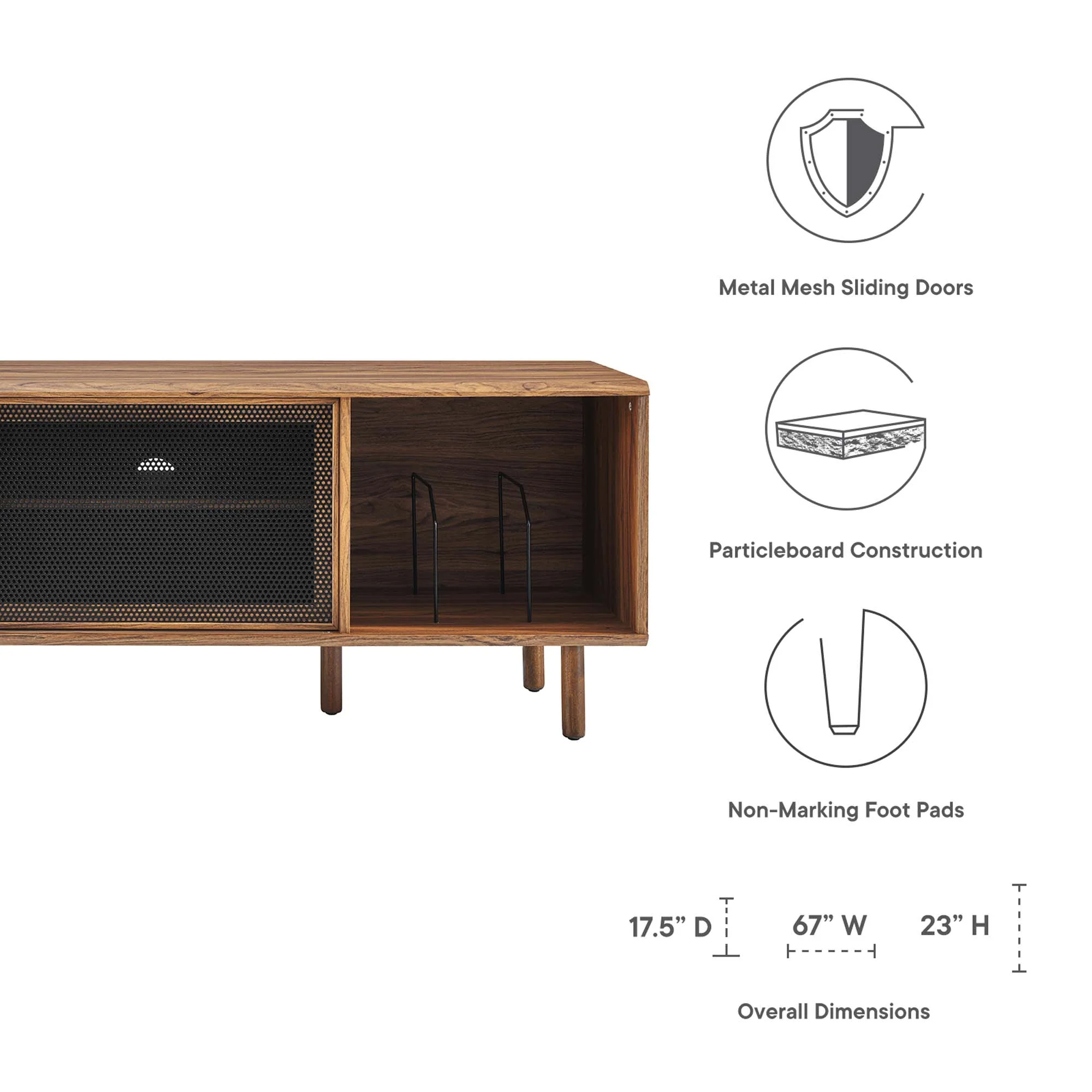Kurtis 67" TV and Vinyl Record Stand by Modway - Image 19