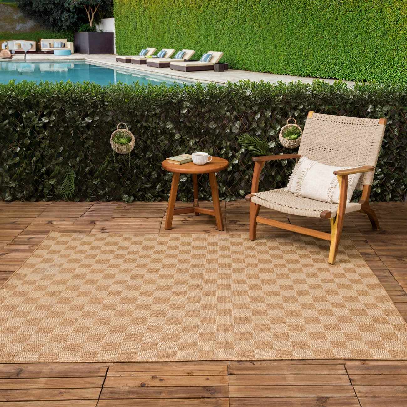 Kuval Checkered Brown Rug - Image 29
