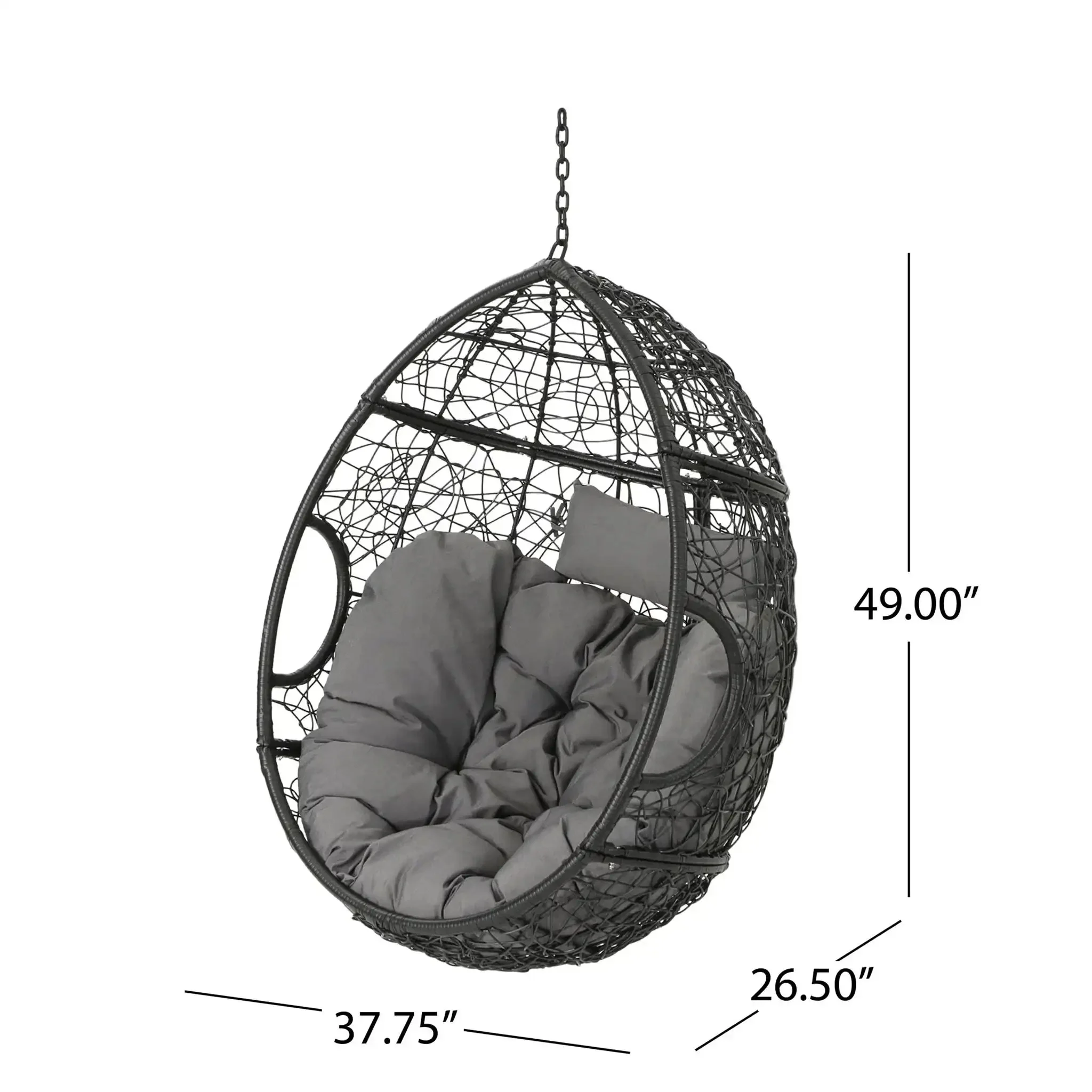 Kylie - Boho Style Hanging Basket Chair Rattan With Water Resistant Cushions - Image 3