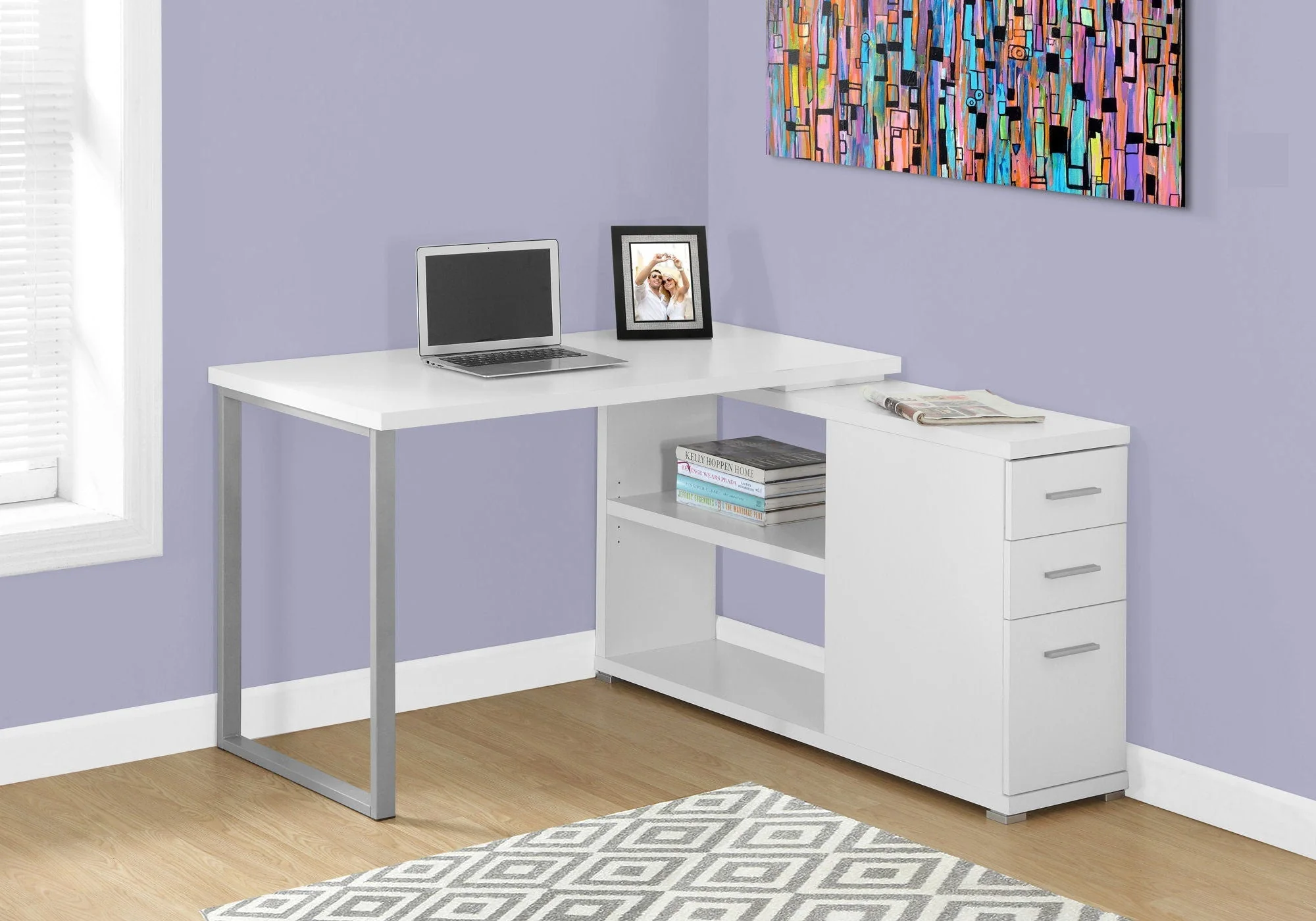 L-Shape Computer Desk with Storage Drawers - Image 12