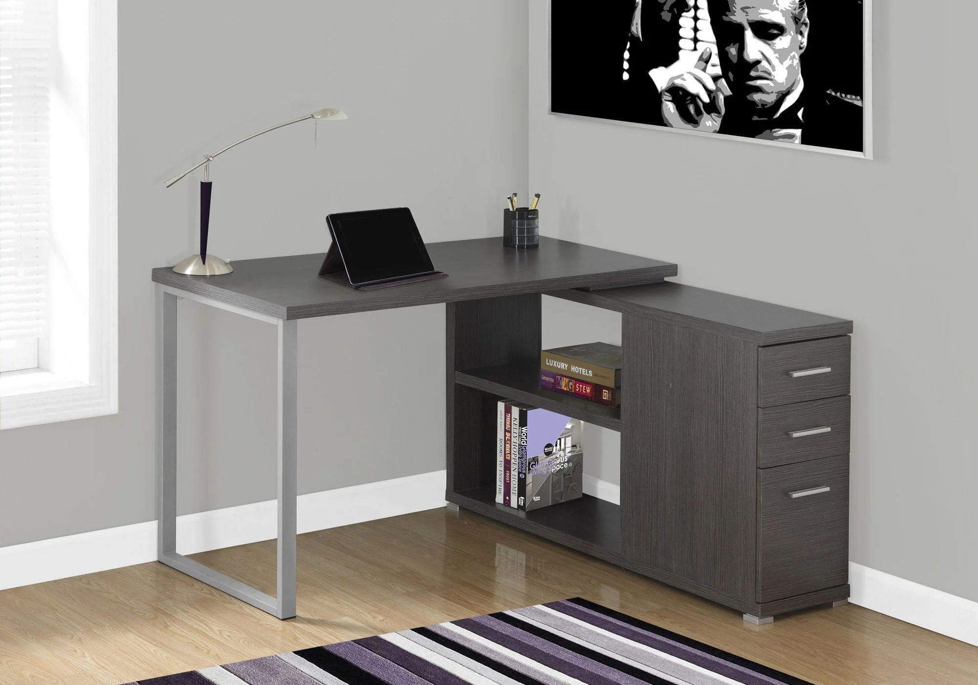 L-Shape Computer Desk with Storage Drawers - Image 16